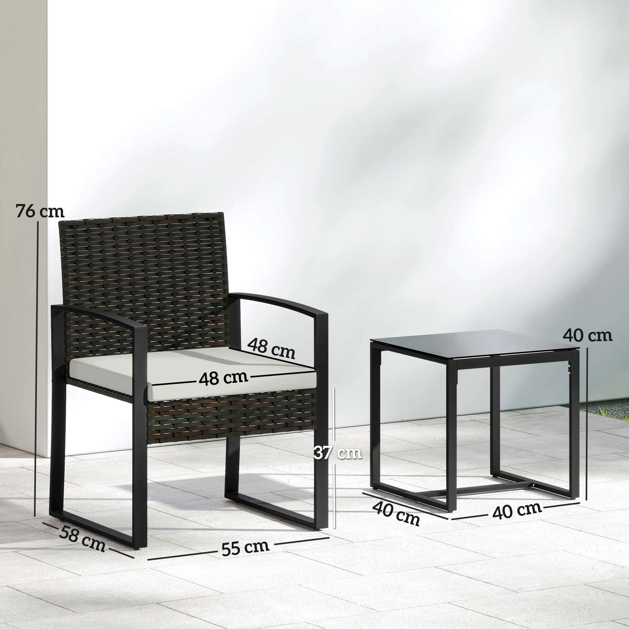 4goodz Rotan Tuinset 3-delig - afneembare zitkussen en tafel - Zwart/Creme