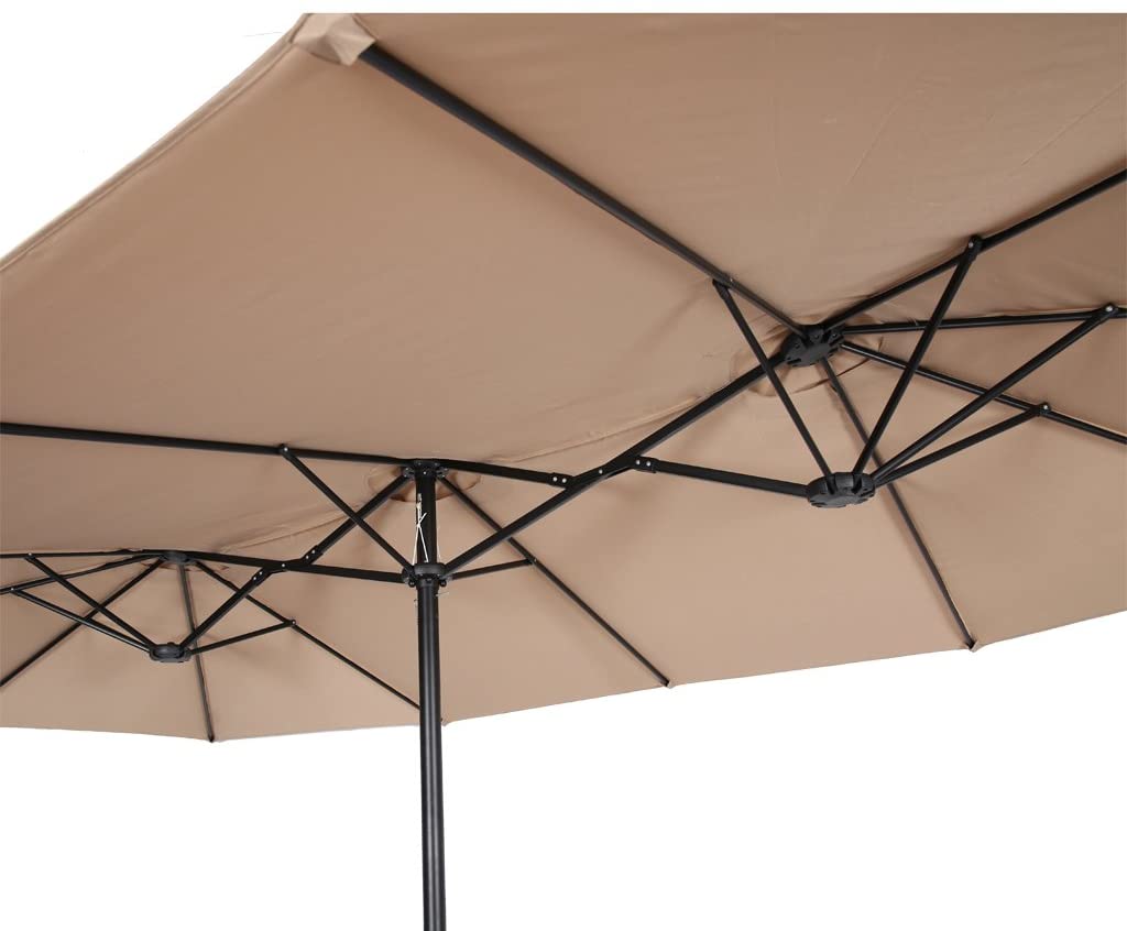 4gardenz® XL Duo Parasol 460x270x245 cm met Hoes en Voet - Taupe