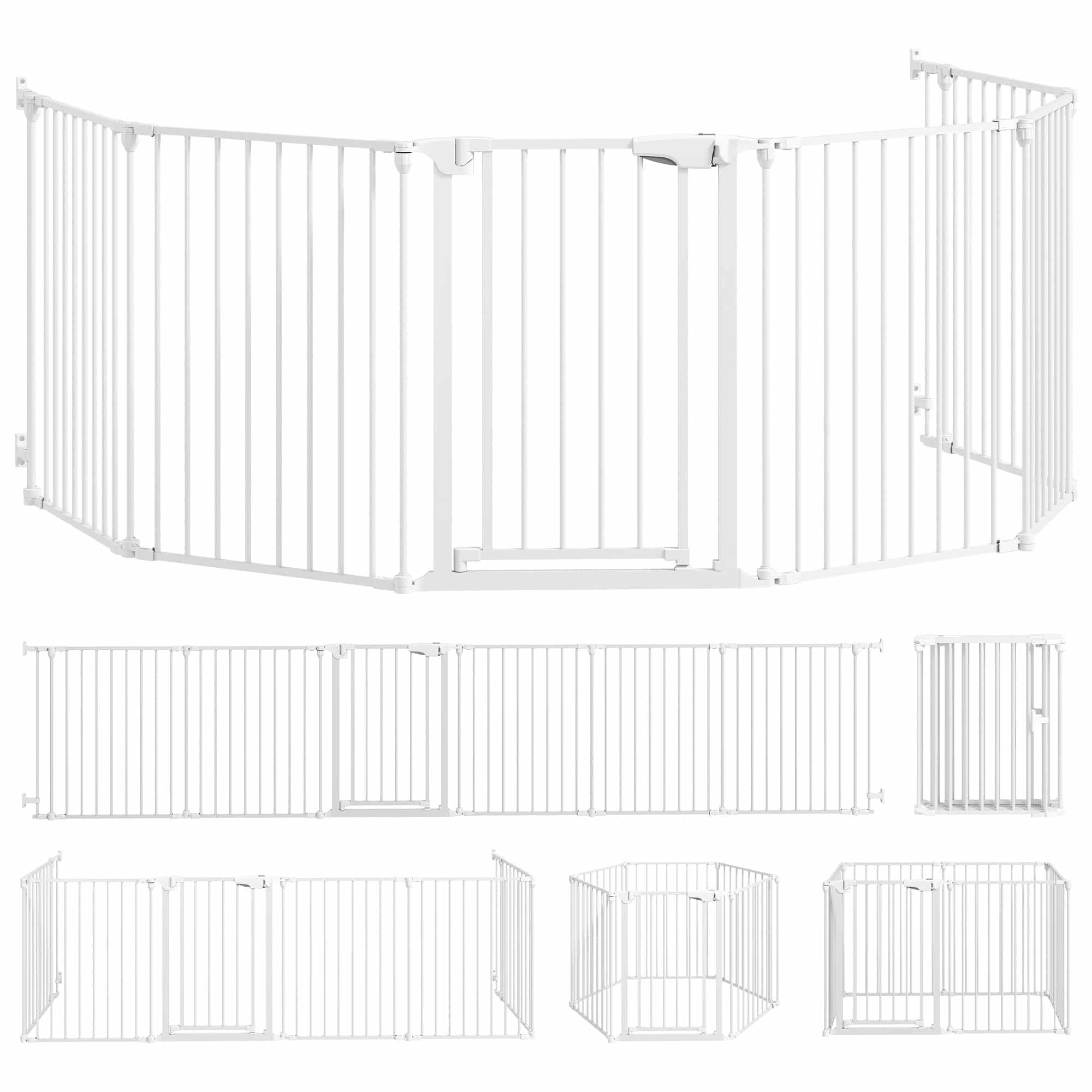 Opvouwbaar Veiligheidshek voor Huisdieren 6 panelen 366x75cm - Wit
