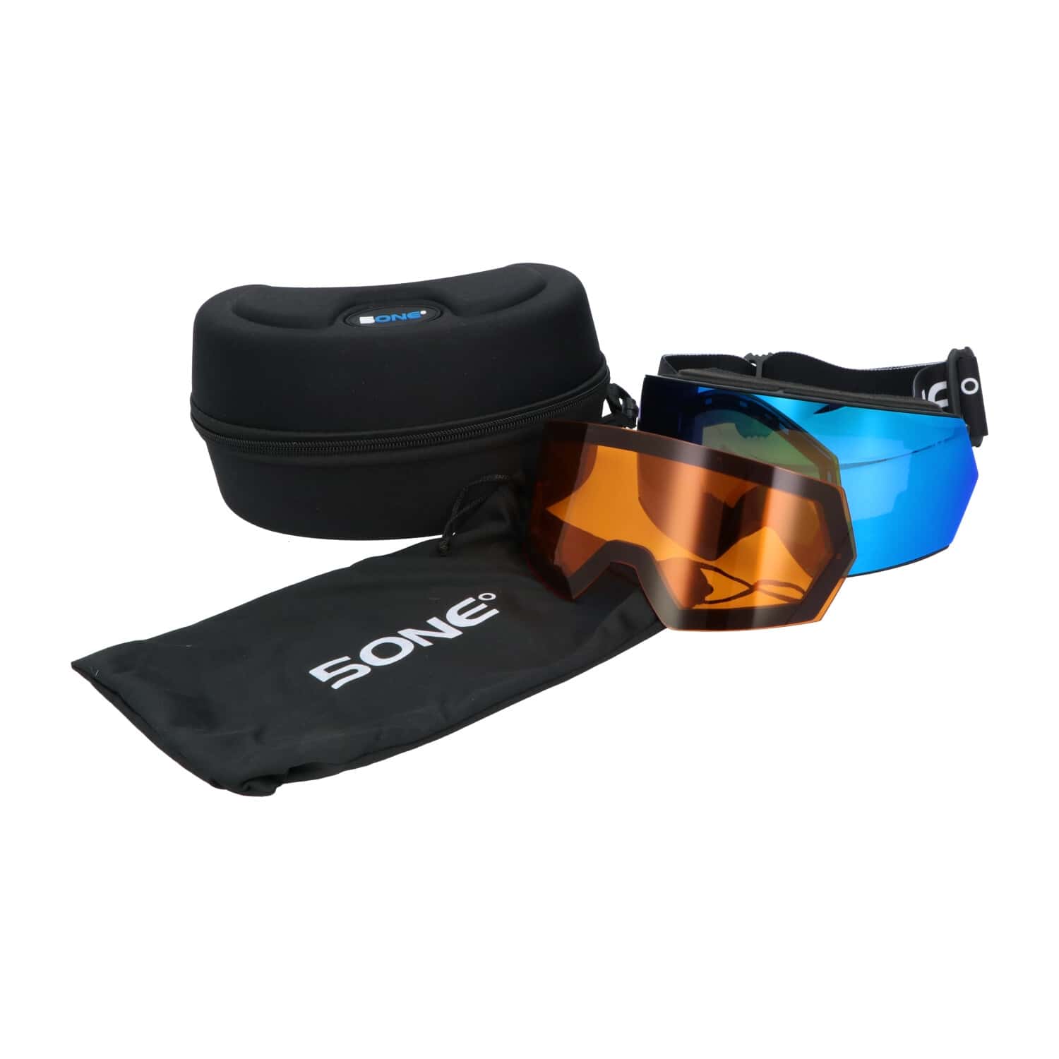 5one® Alpine 6 Blue Black Medium Skibril - zwart montuur - 2 lenzen