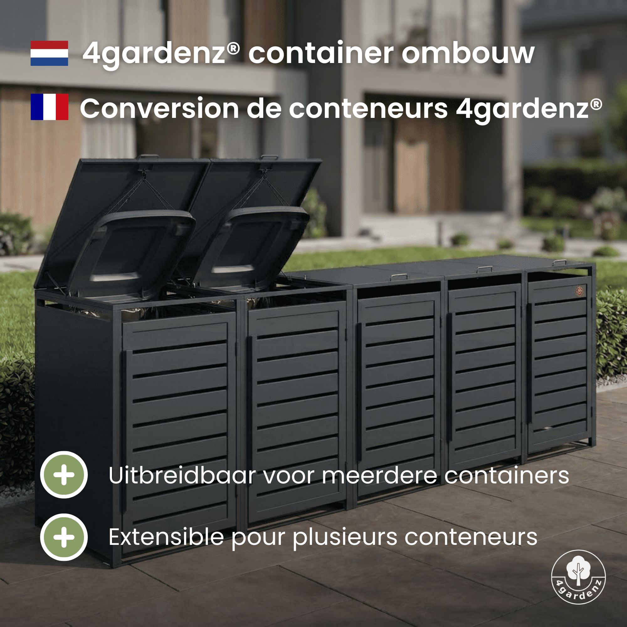 4gardenz® Slimline Kliko Containerombouw 1 Afvalbak - Antraciet