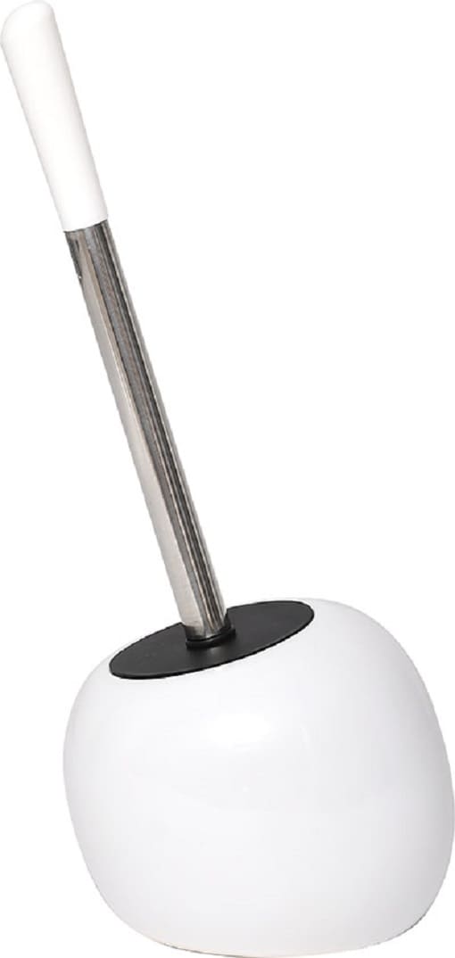 Keramische toiletborstelset Kiezelsteen - Wit - 15x15x39 cm