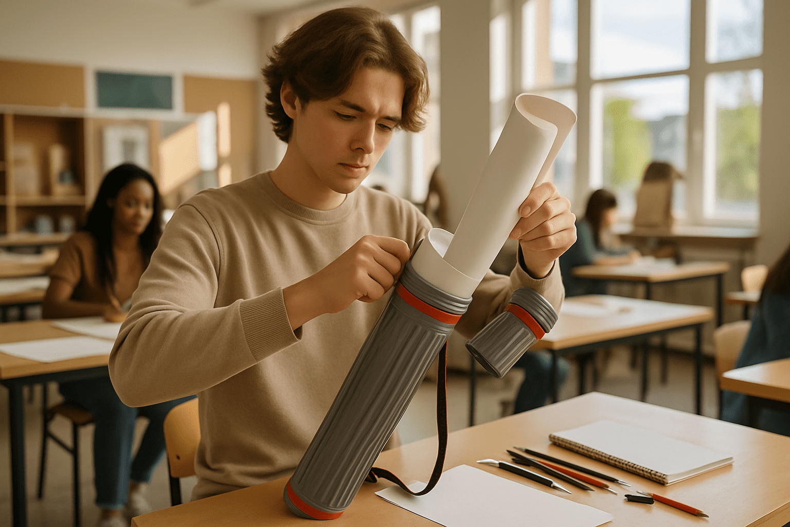 Mont Marte® Tekenkoker Verstelbaar 63-100 cm Telescopische Poster Koker - Grijs