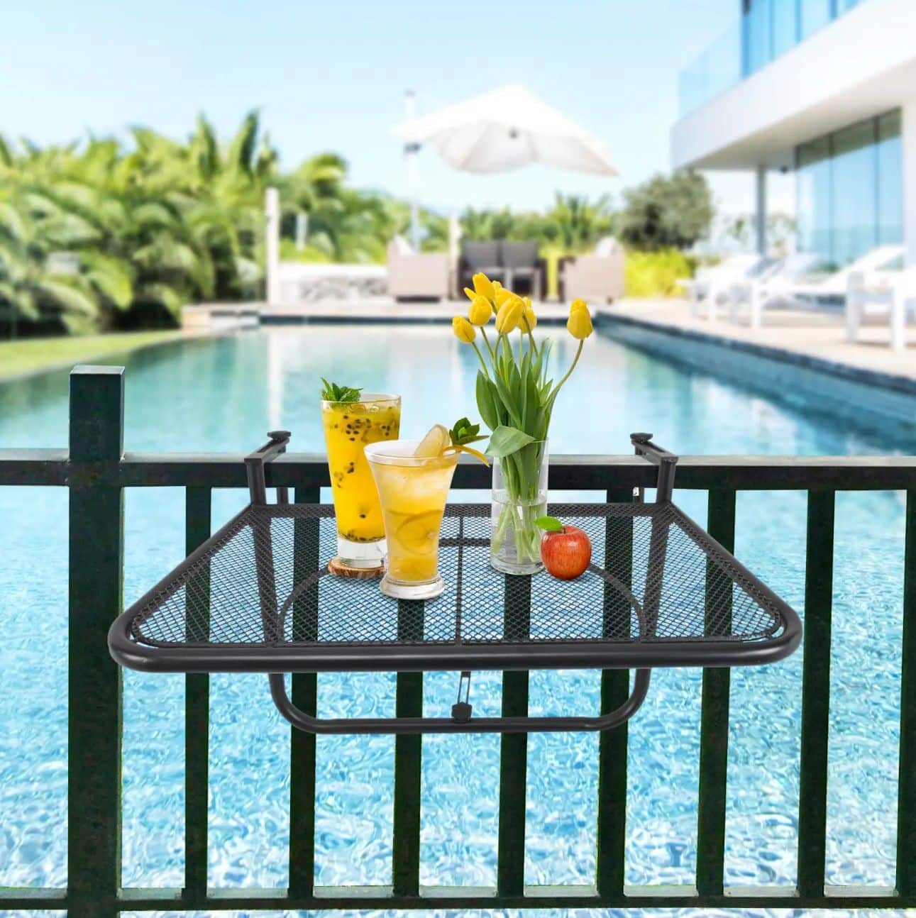 4goodz Inklapbare Balkontafel voor de Balkonrand - Zwart