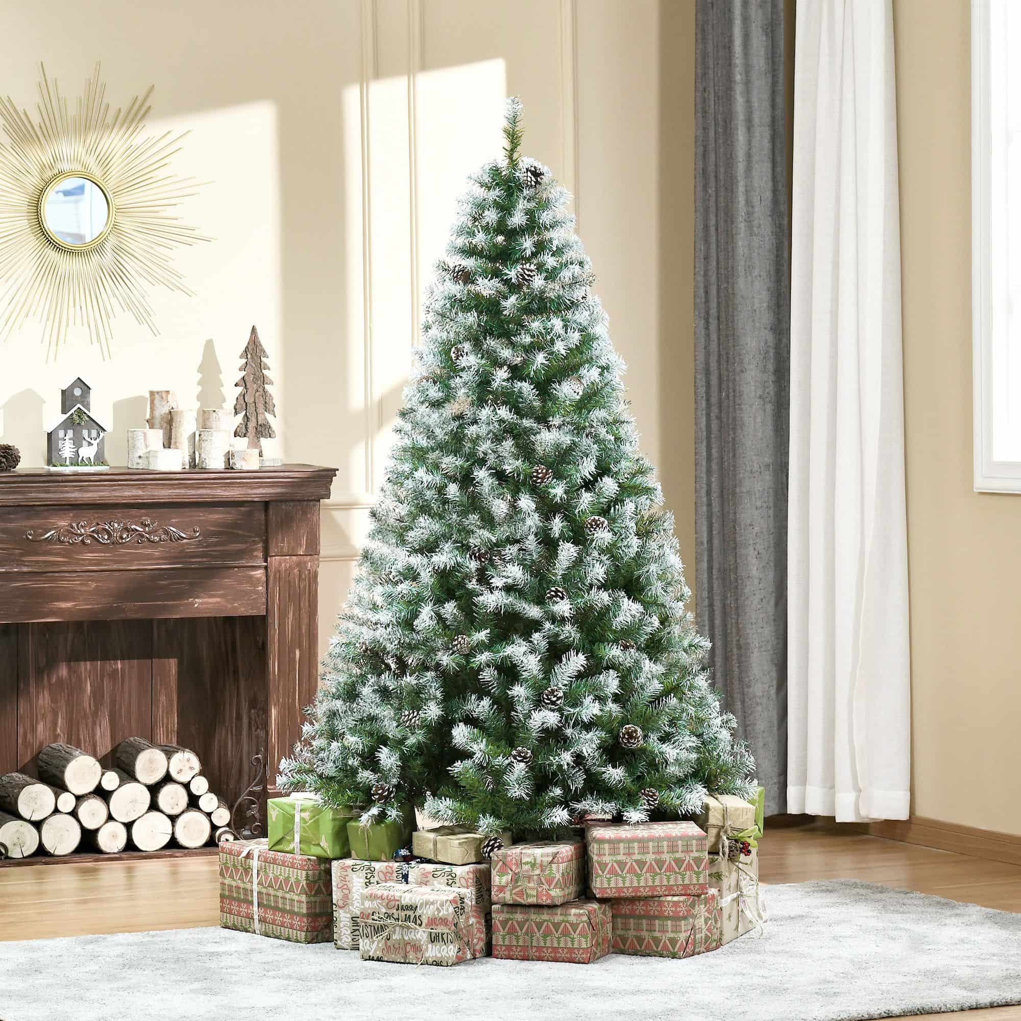 4goodz Kunstkerstboom 800 takken 61 dennenappels sneeuwtoppen- 180 cm