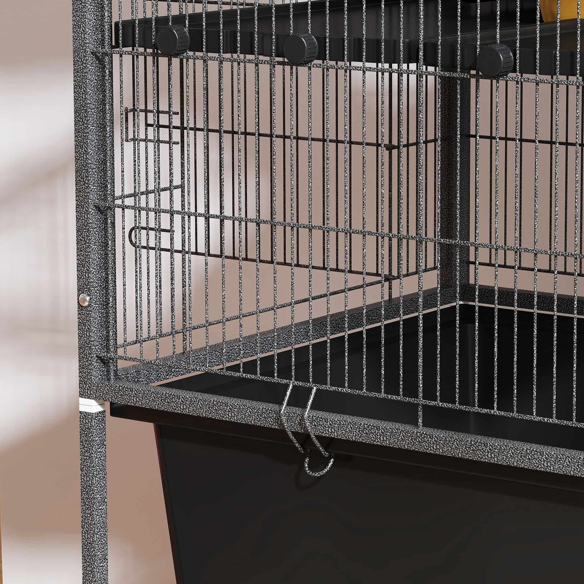 Chinchilla en Hamsterkooi met 4 Verdiepingen - 48x88x150 cm - Antraciet