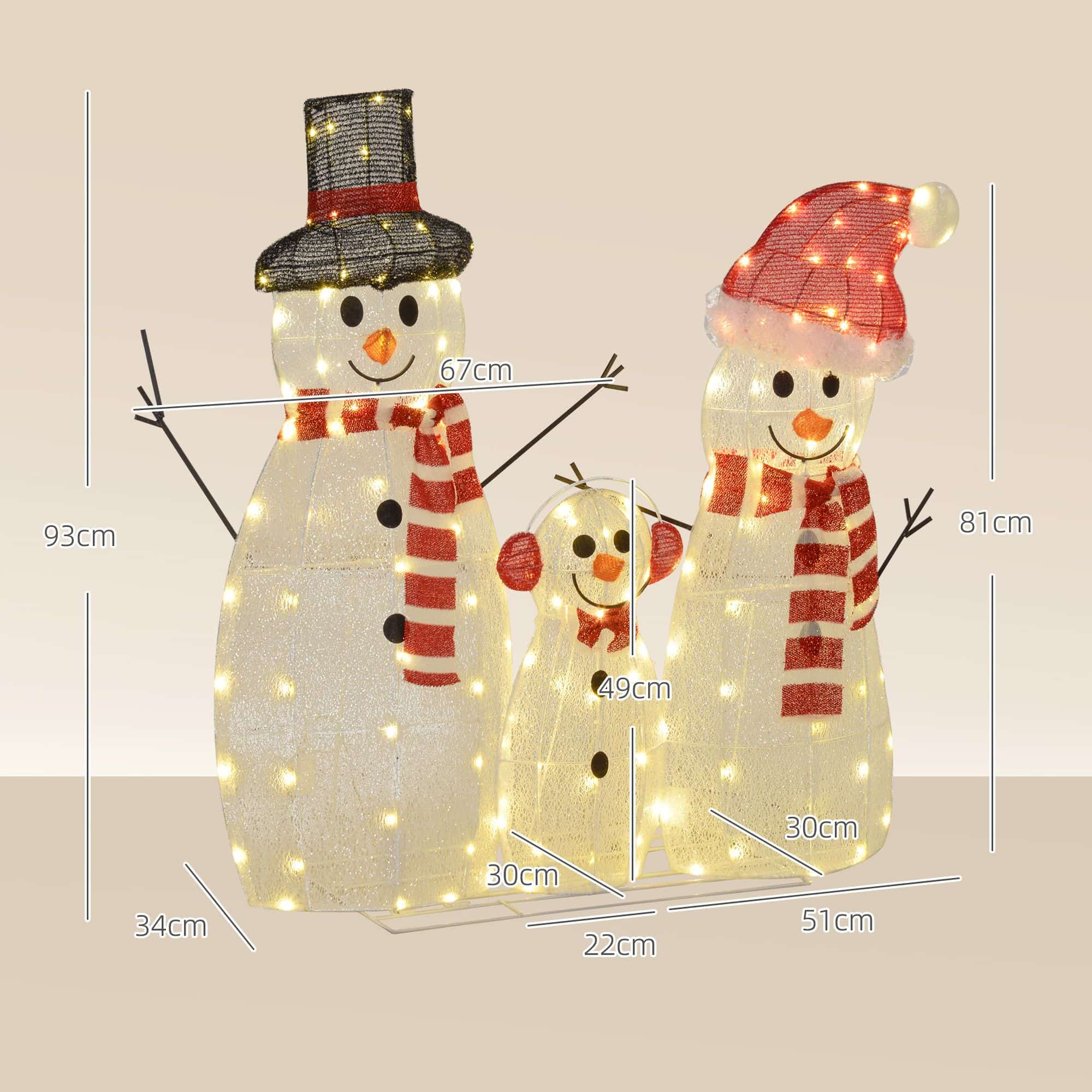 4goodz kerstfiguur Set van Sneeuwmannen met verlichting 148 LED - wit