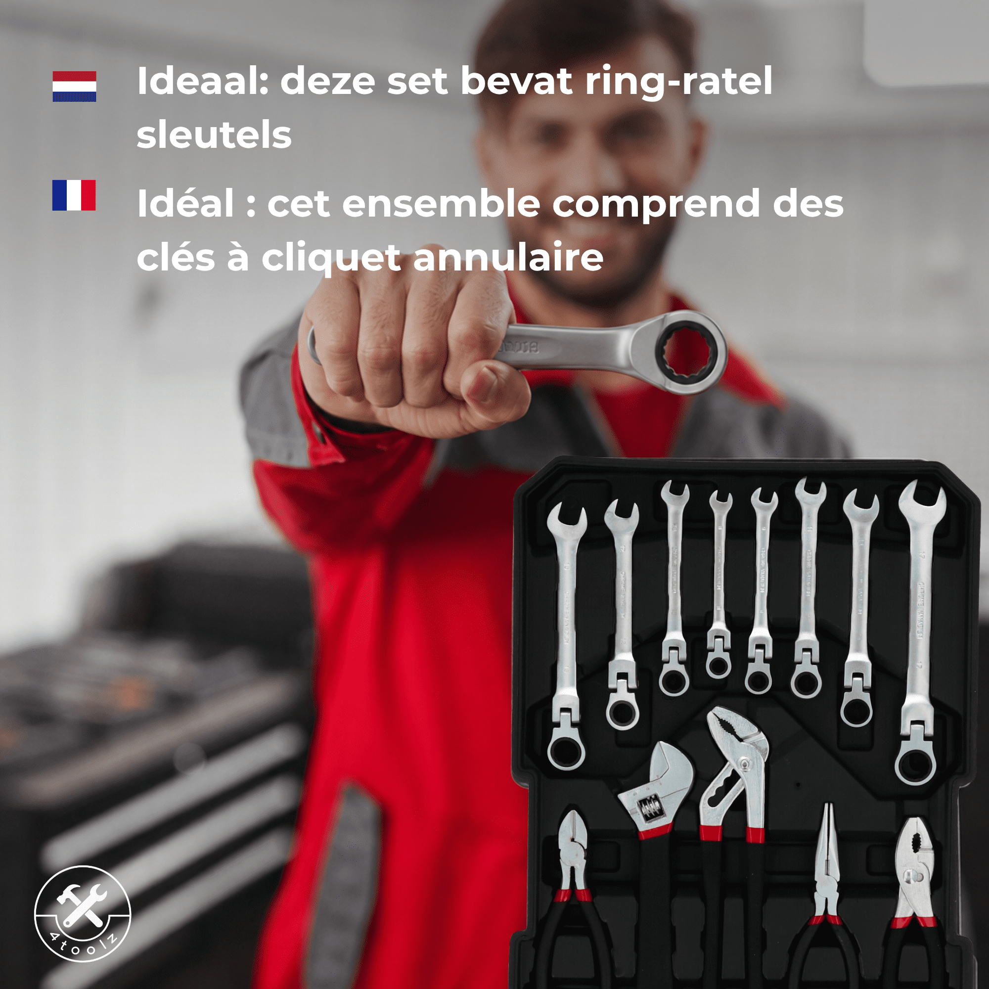 4toolz Blackline Gereedschapskoffer 1020-delig - ring-ratel sleutels