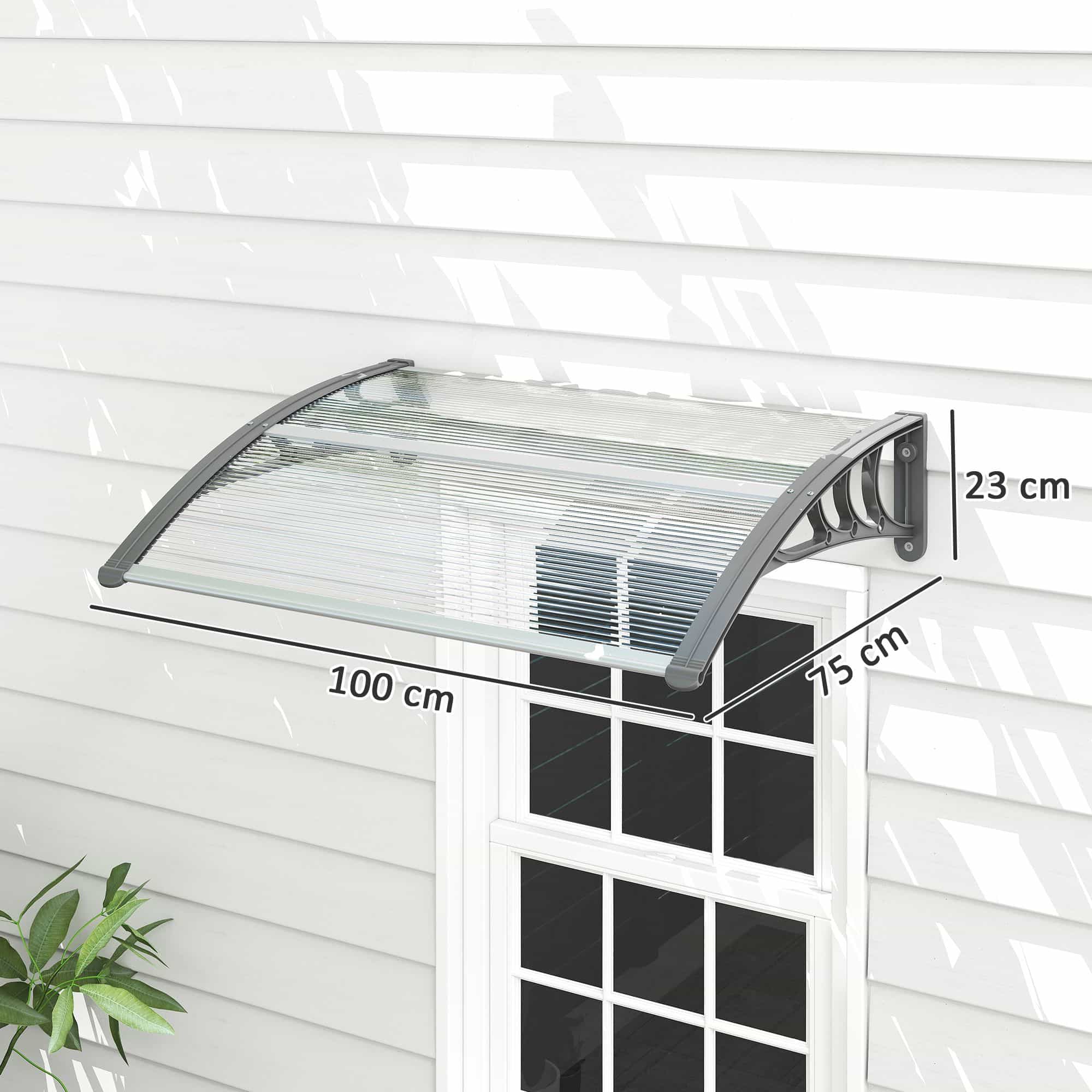 4goodz Deurluifel Terrasoverkapping Polycarbonaat, - 75x100cm - Zilver
