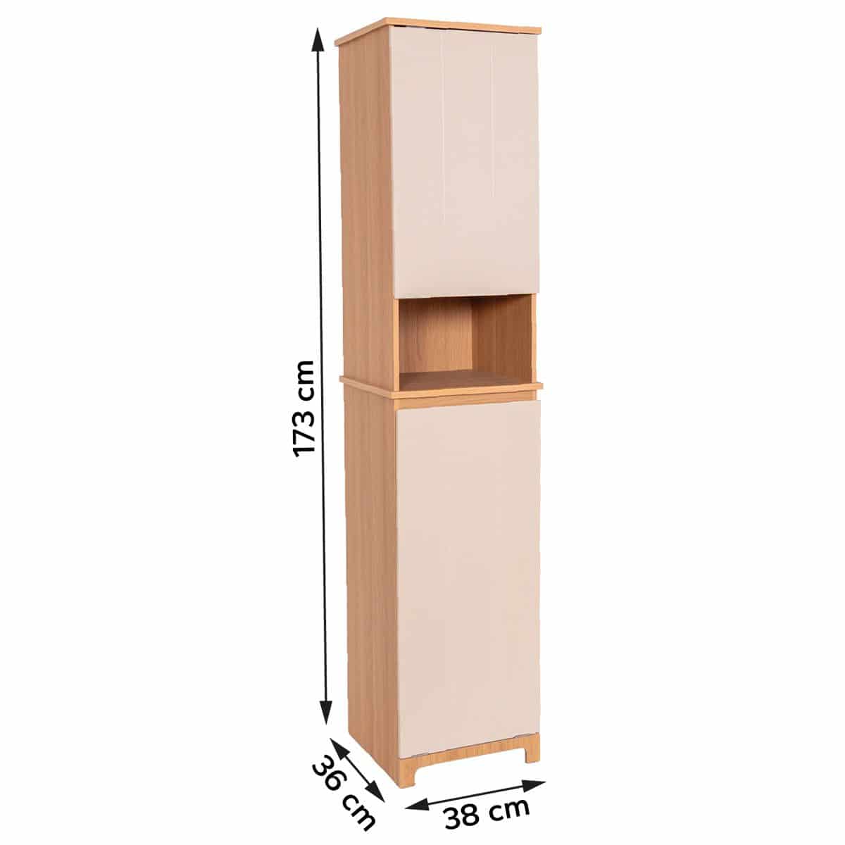 4bathroomz Trente Badkamerkast met Wasmand - Kolomkast - Bruin/beige
