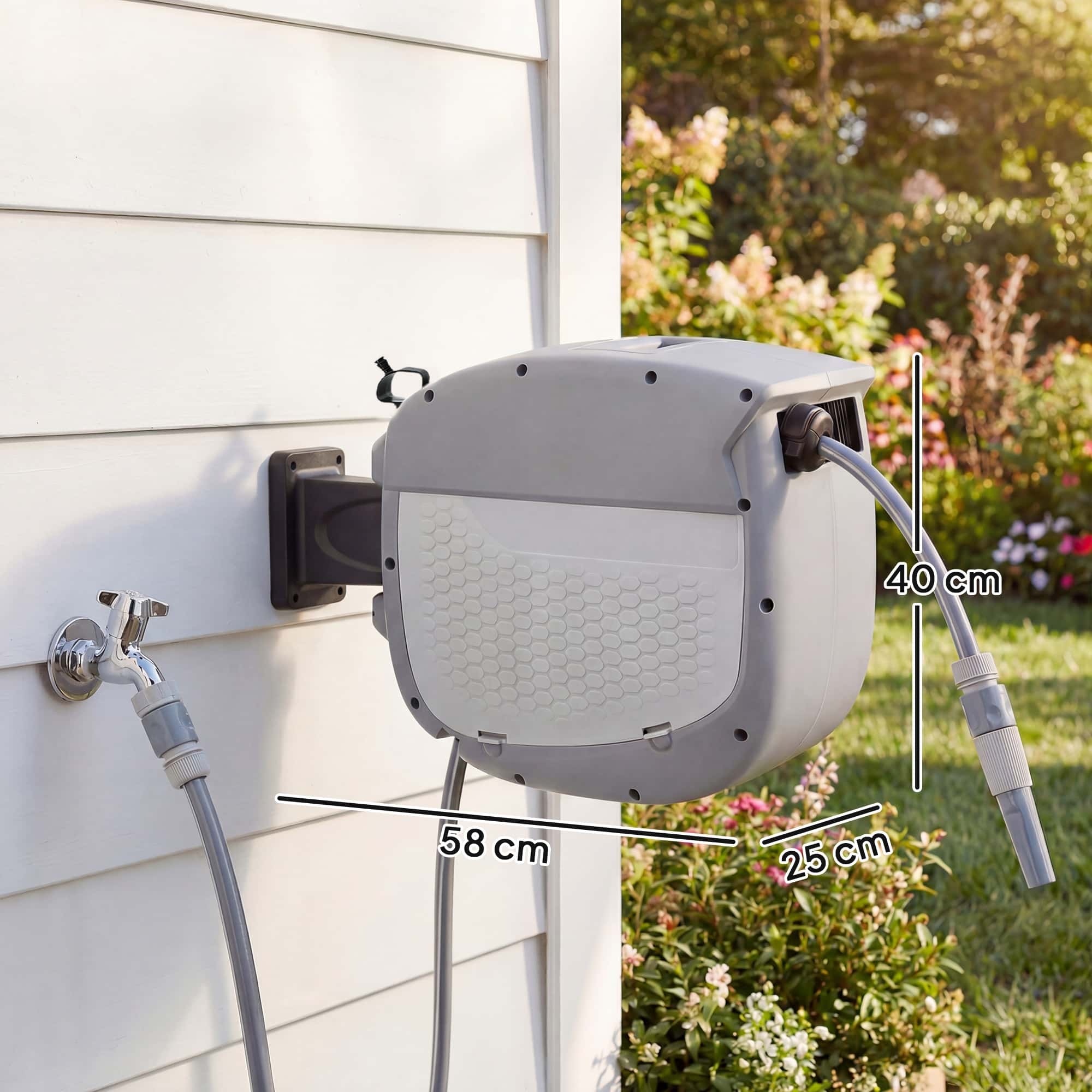 4goodz Wandbox Slanghaspel met tuinslang 30 m -180° draaibaar met oprolfunctie