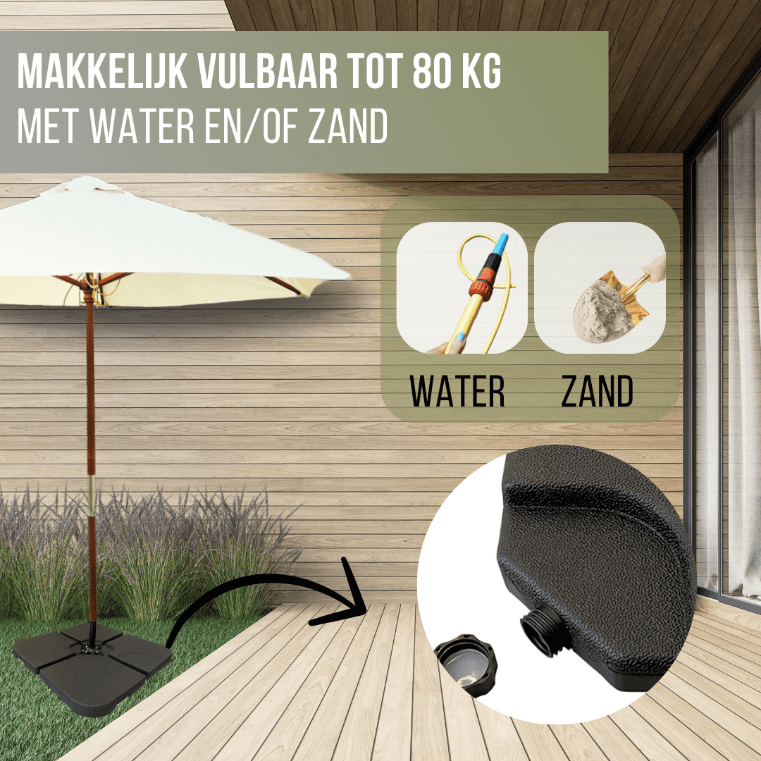 4gardenz® Verzwaringsset Parasolvoet voor Zweefparasols - Vulbaar tot 80 KG