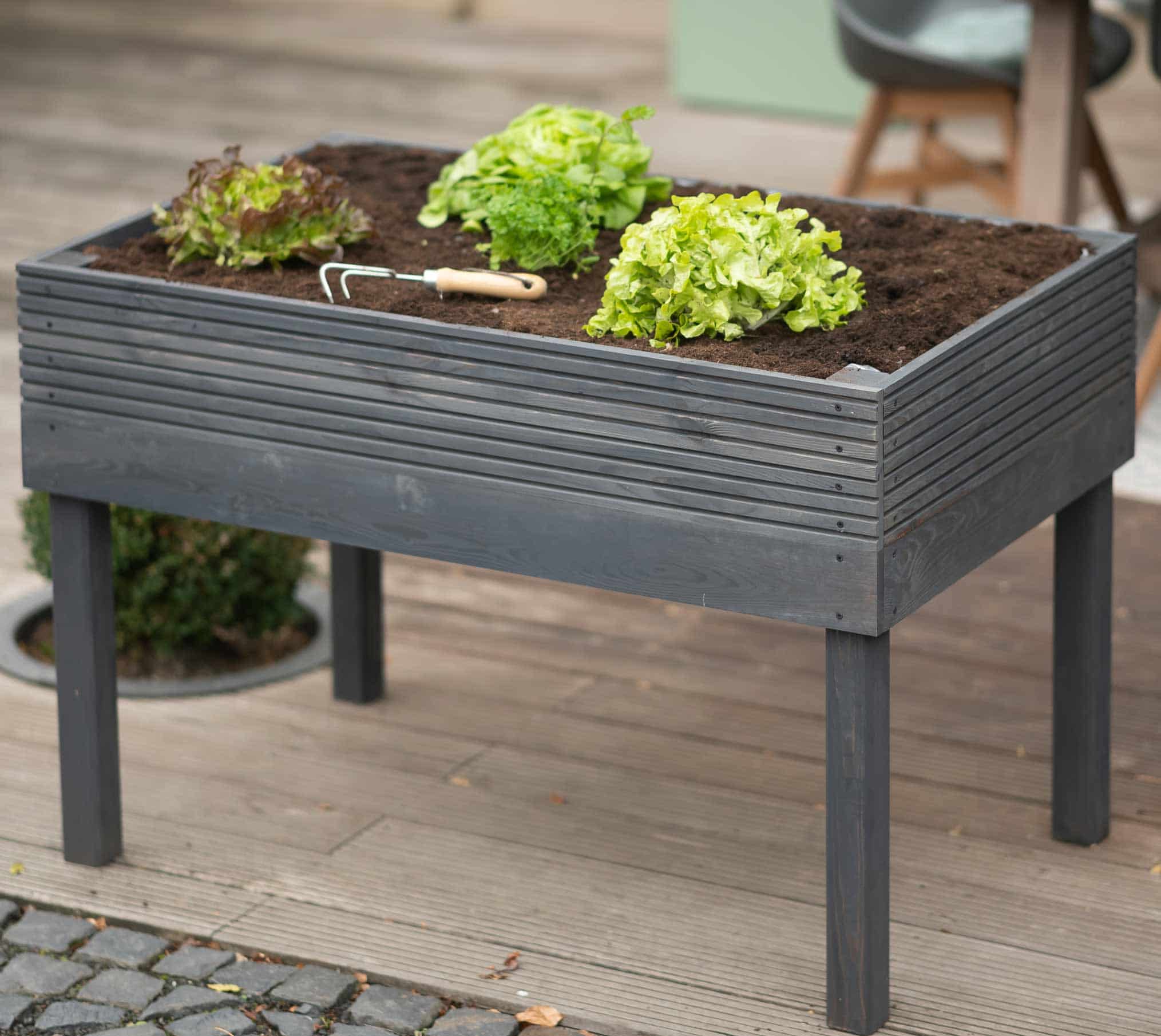 Westmann Frieda Houten Plantenbak op poten 75x119x79 cm - Donkergrijs
