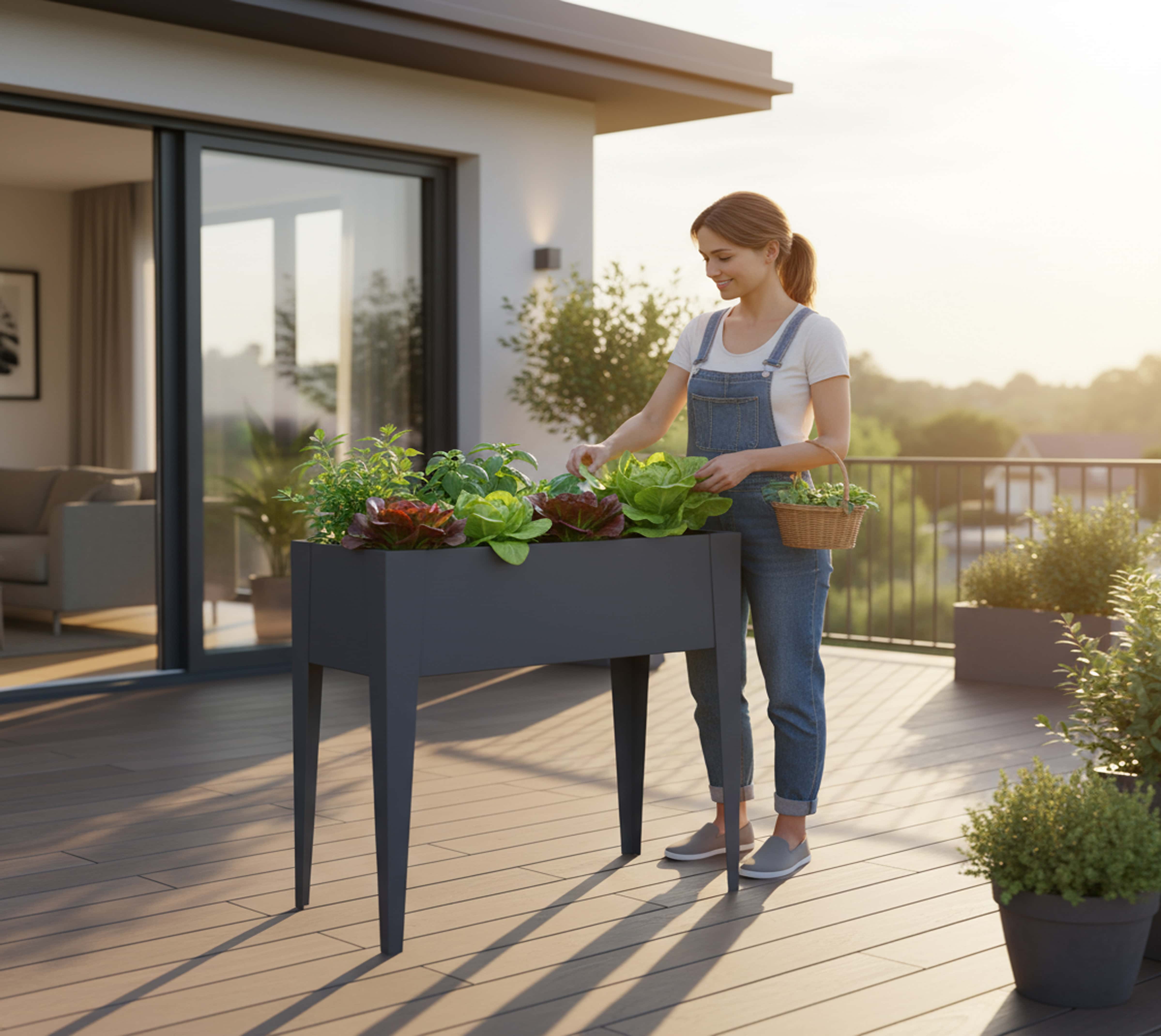 Westmann Vedura S - Metalen Verhoogde Plantenbak - 74x40x80 cm - Grijs