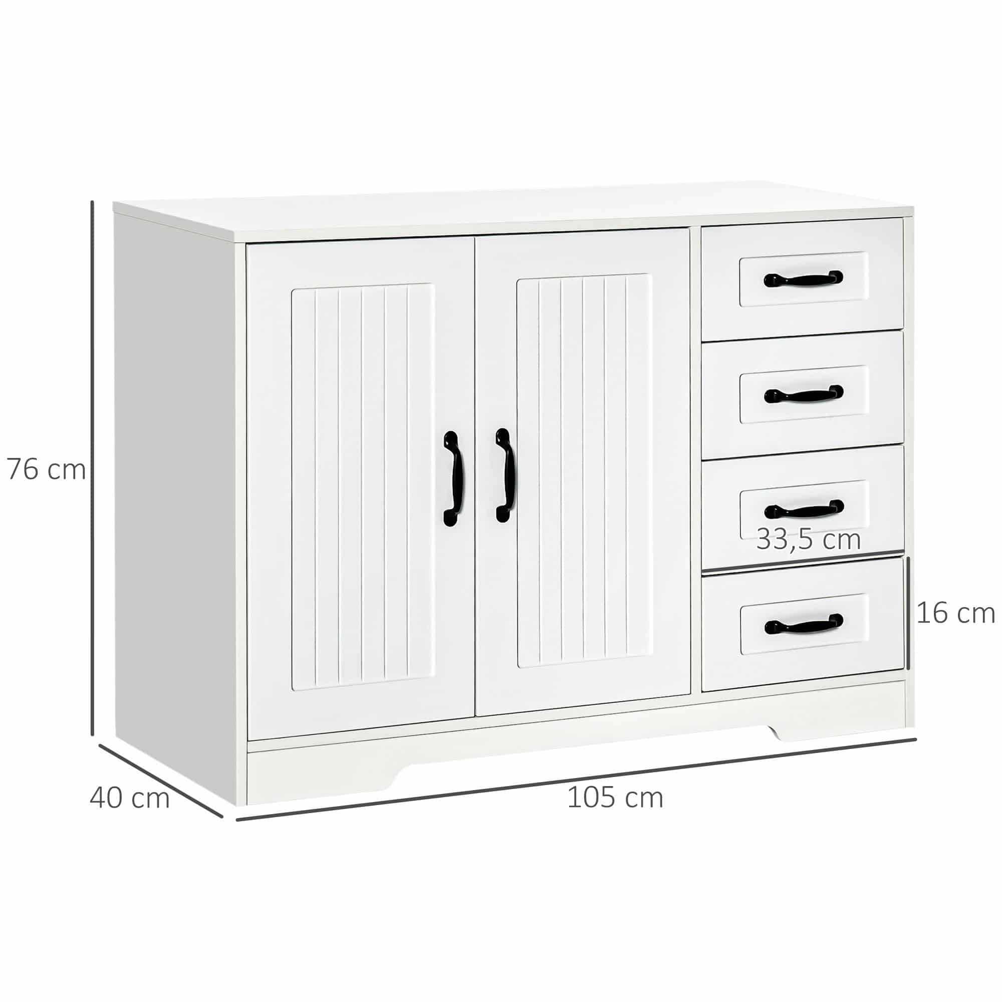 4goodz Buffetkast met 4 Laden 40x105x76 cm - Wit