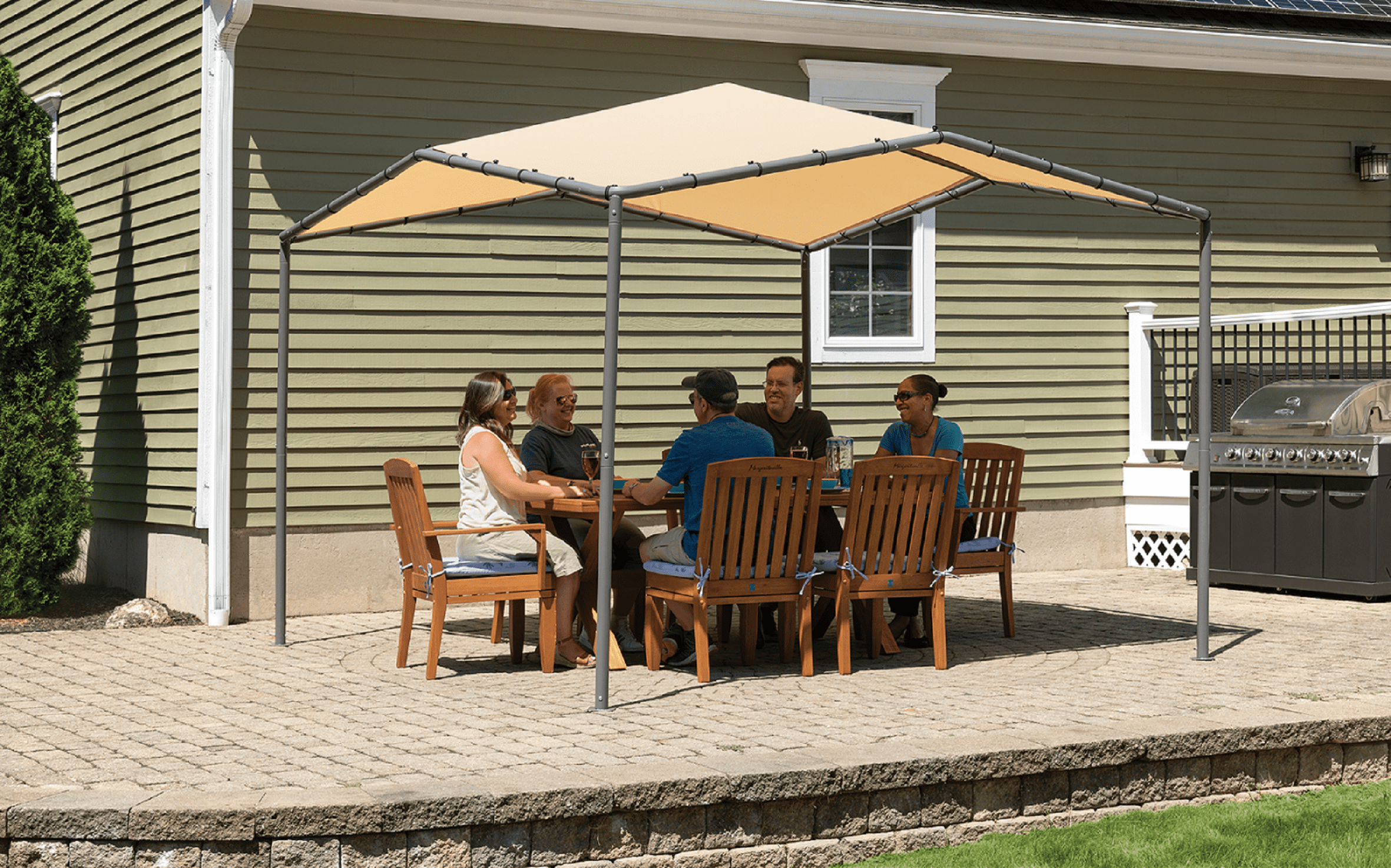 ShelterLogic® Paviljoen Pacifia Pergola - Partytent - 317x317 cm - Beige ShelterLogic® Paviljoen Pacifia Pergola - Partytent - 317x317 cm - Beige