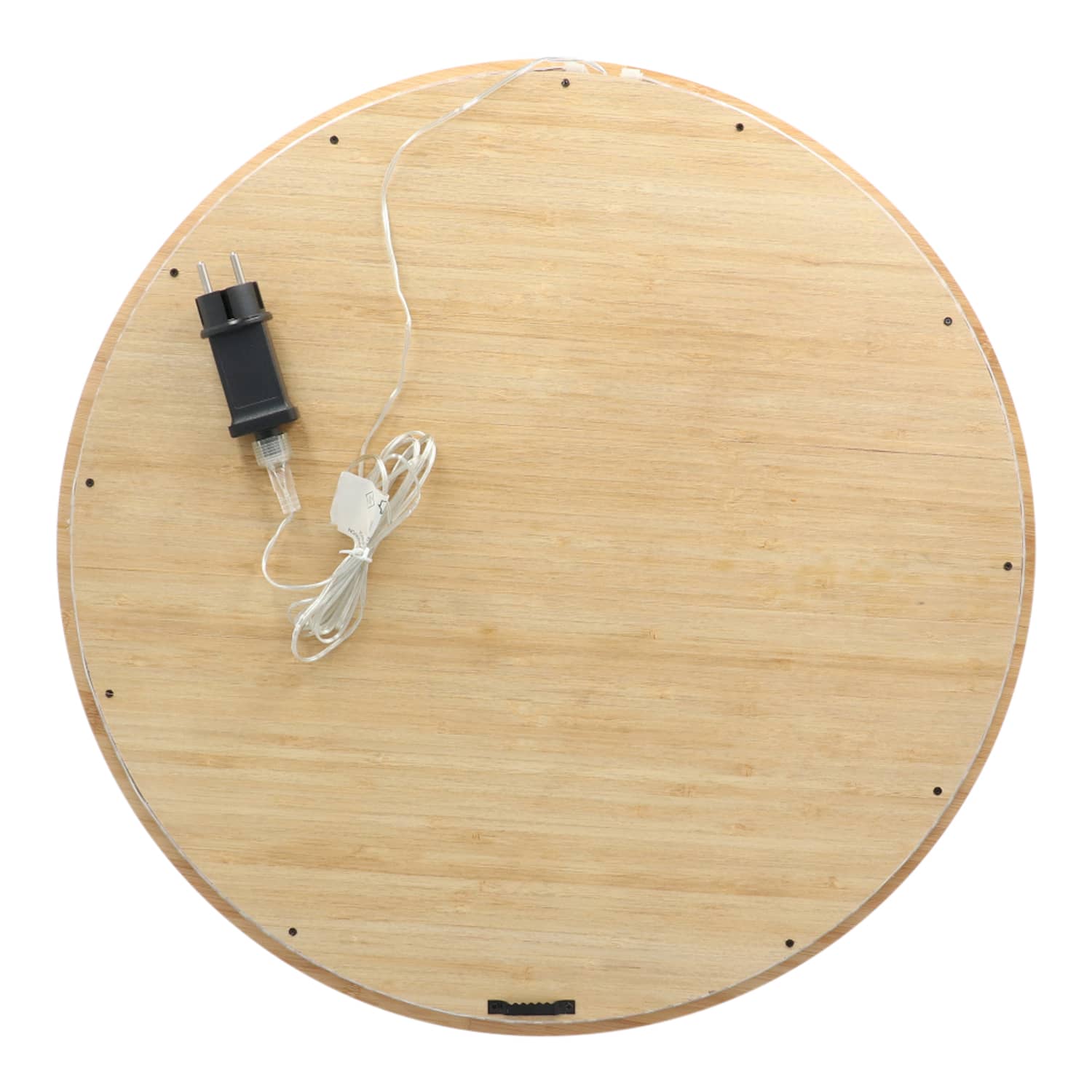 4goodz bamboe Spiegel Rond met LED verlichting 57 cm doorsnede - Bruin