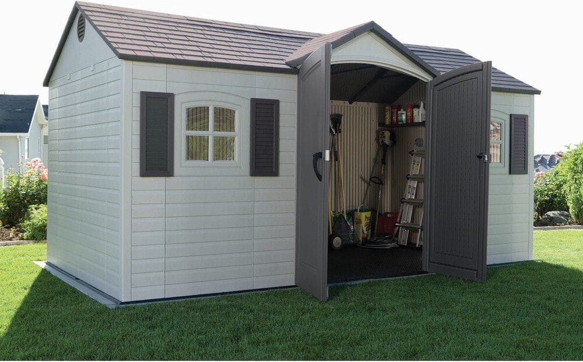 Lifetime® Kunststof Tuinschuur LG10000 - 244x457x244cm - Lichtgrijs