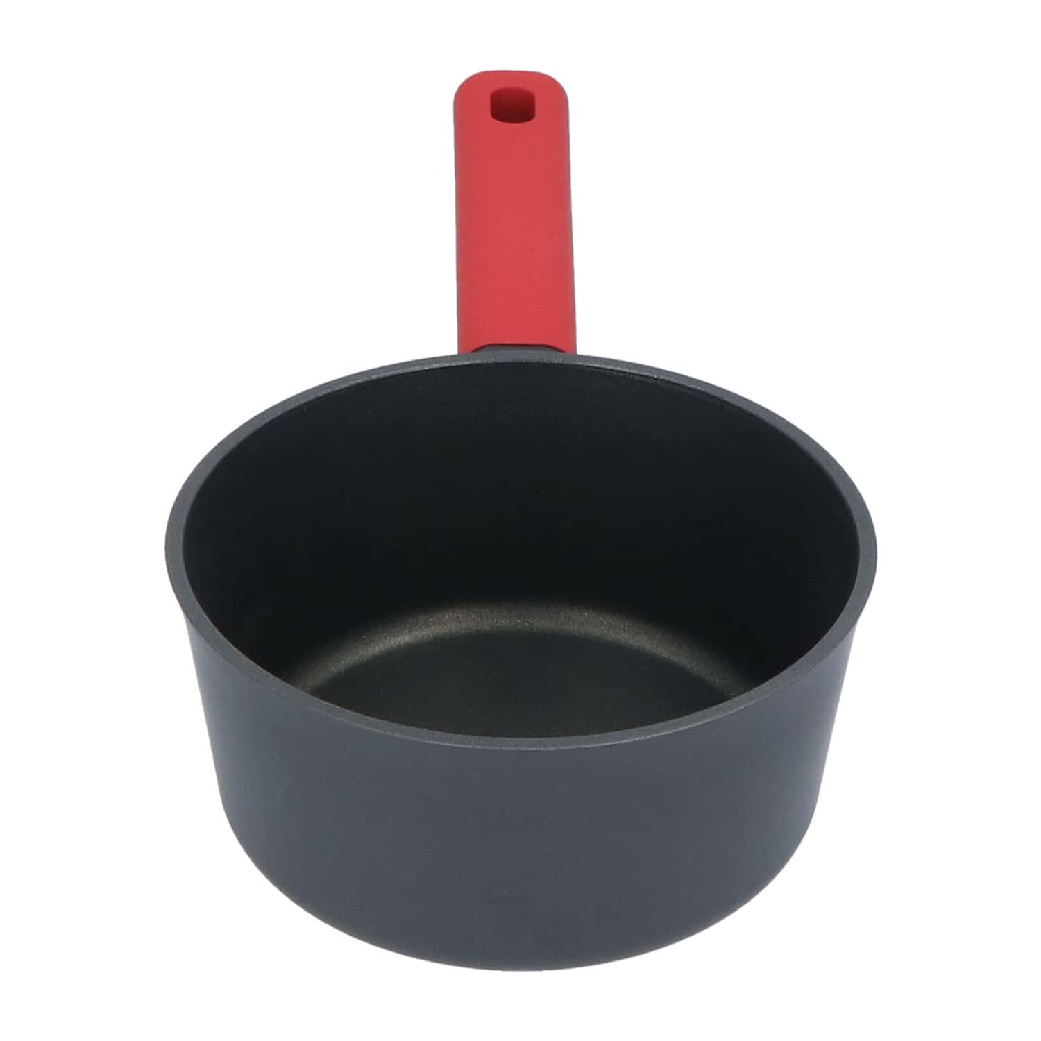 4goodz Aluminium Sauspan met siliconen handvat 17 cm - zwart/rood