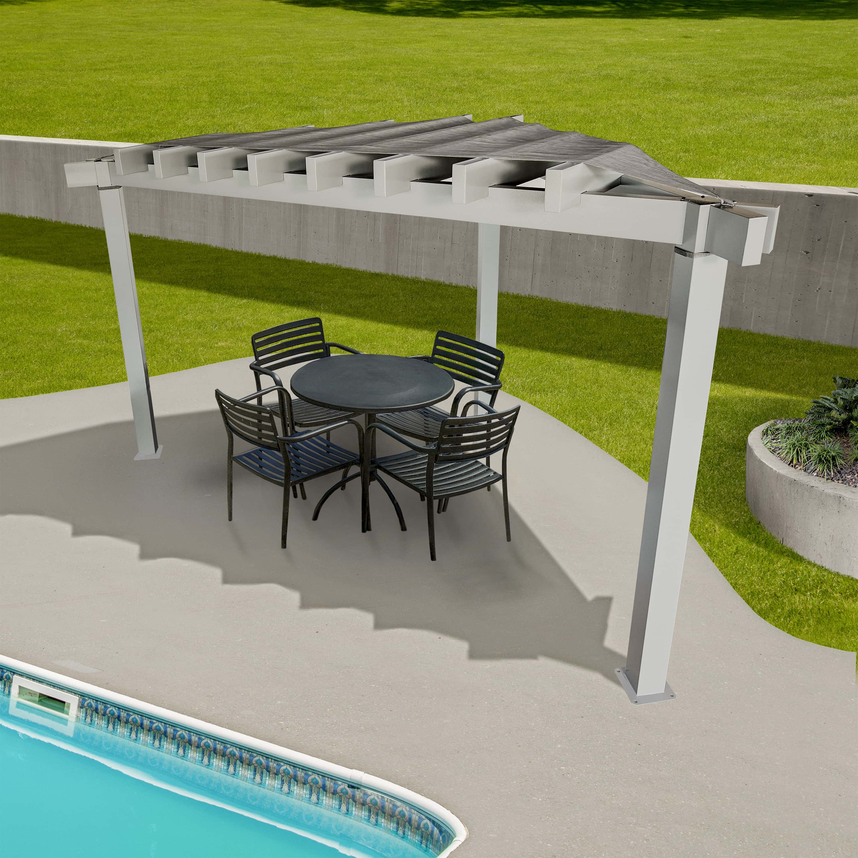 Sojag Lima - Driehoeks Pergola 293x293 cm met zonnescherm - Lichtgrijs