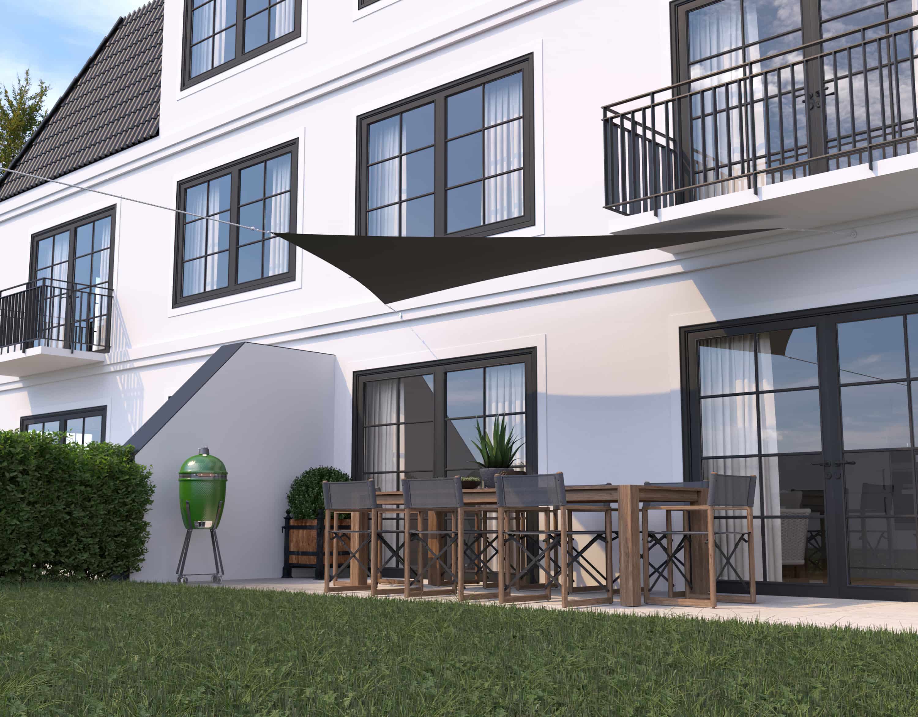 hanSe® Schaduwdoek Driehoek Waterafstotend 4x4x4 m Zonnedoek Grijs