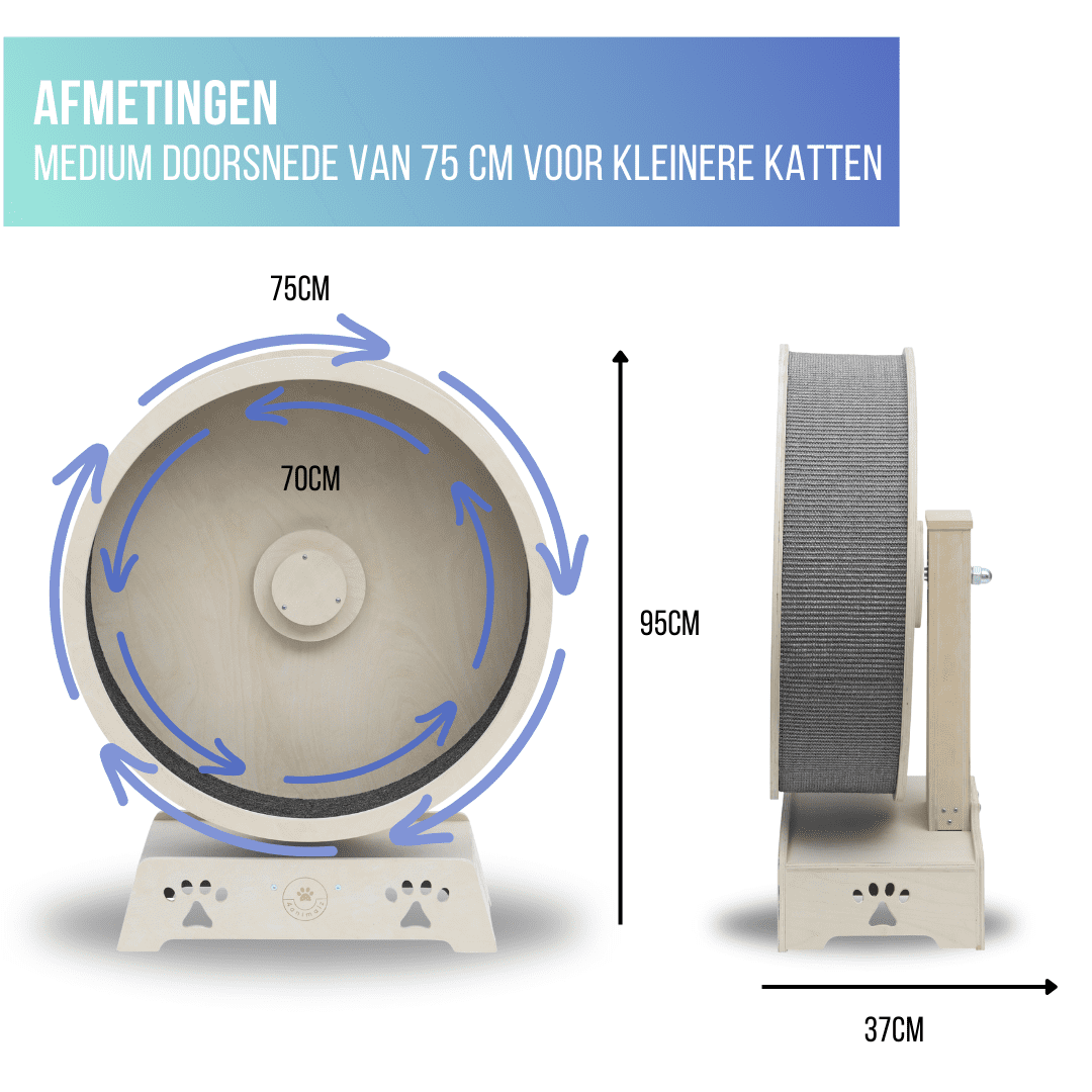 4animalz® Katten Loopwiel 75 cm - Looprad Hout met Sisal