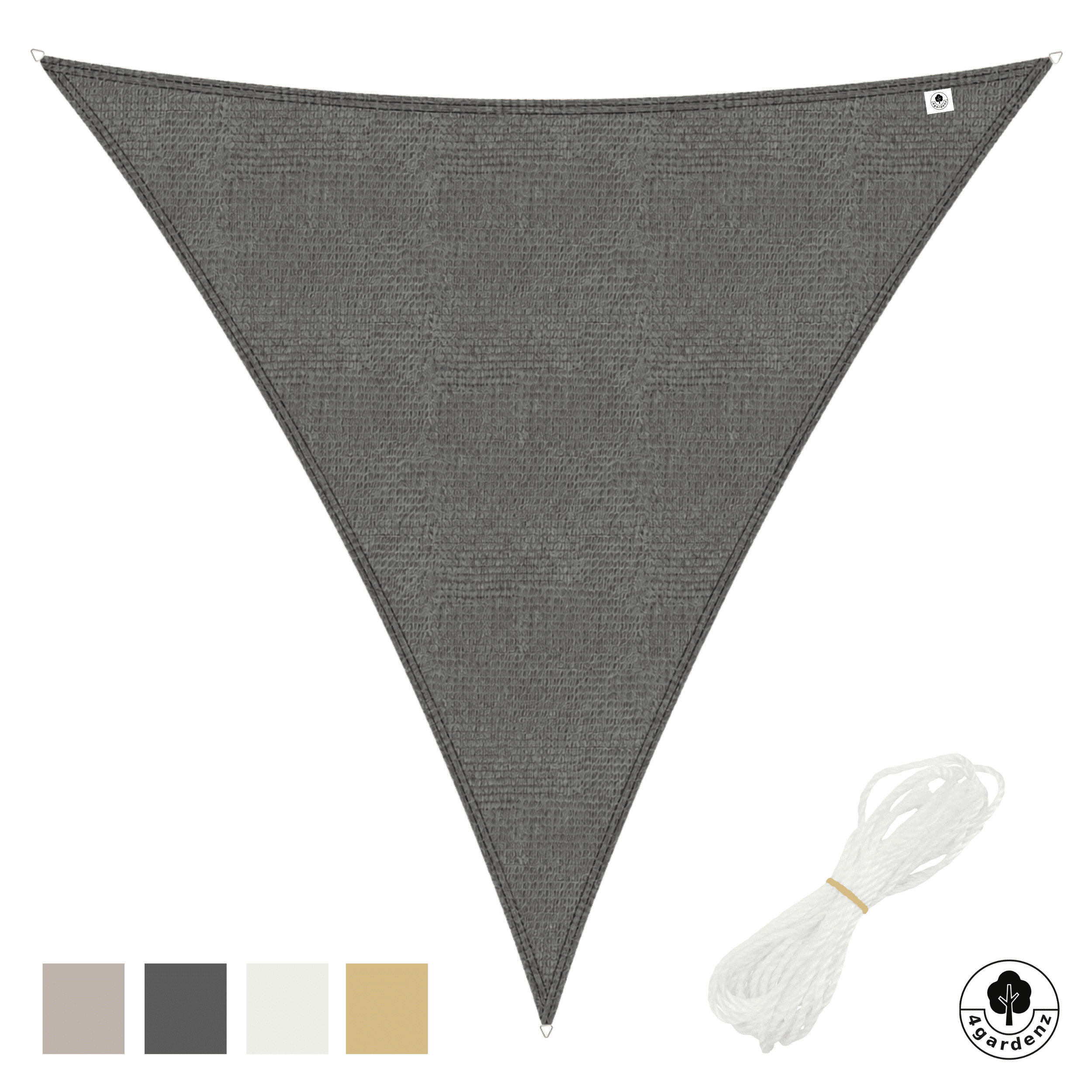 4gardenz Schaduwdoek Waterdoorlatend Driehoek 3x3x3 mtr - Grijs