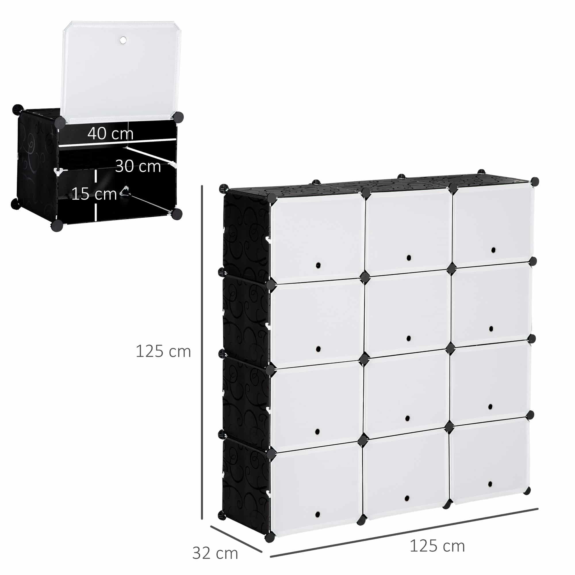 4goodz Schoenenkast Opbergbox met 12 Kubussen - Schoenenrek 850-169WT