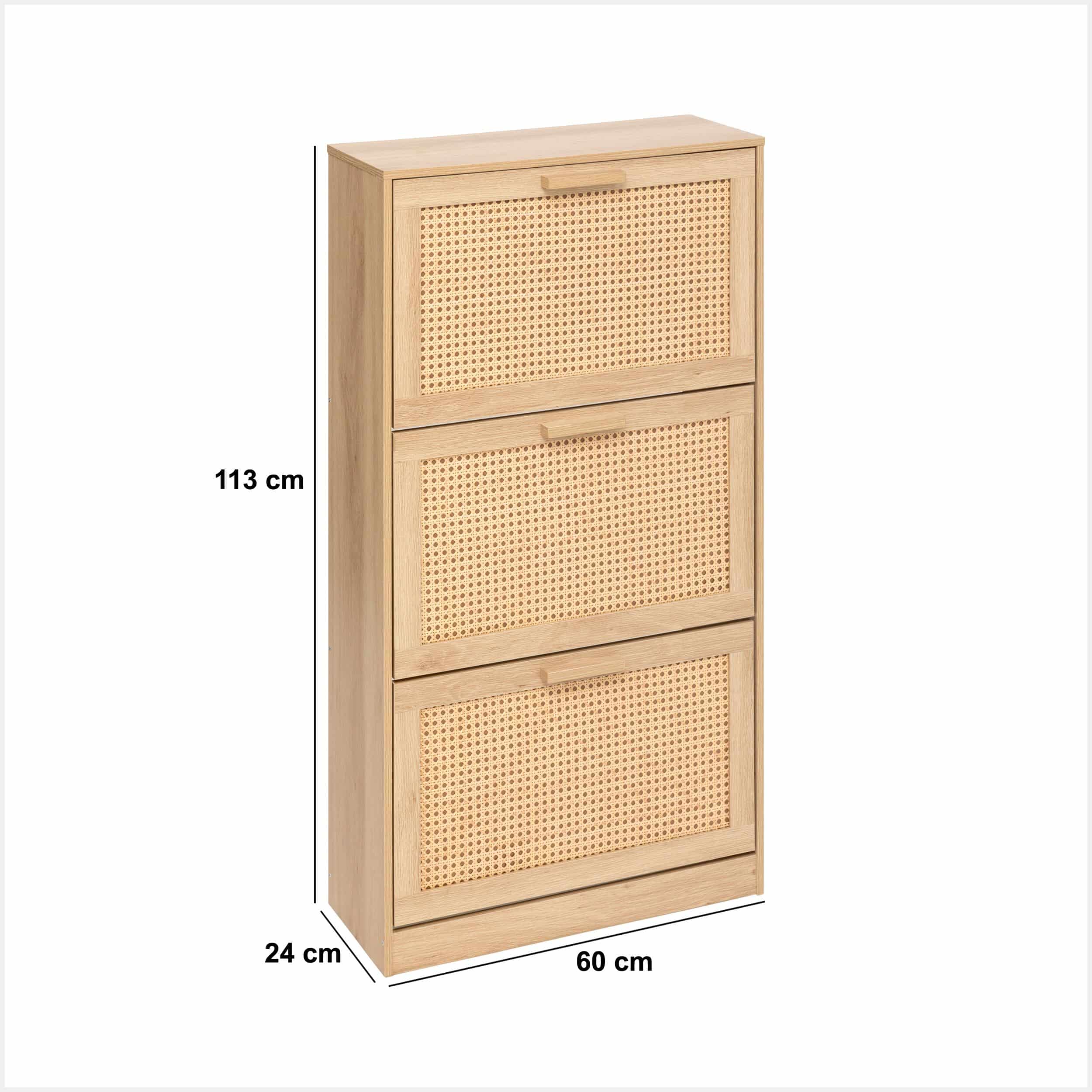4goodz Schoenenkast Ubud - 24x60x113 cm - 3 lades voor 12 paar - Bruin 4goodz Schoenenkast Ubud - 24x60x113 cm - 3 lades voor 12 paar - Bruin