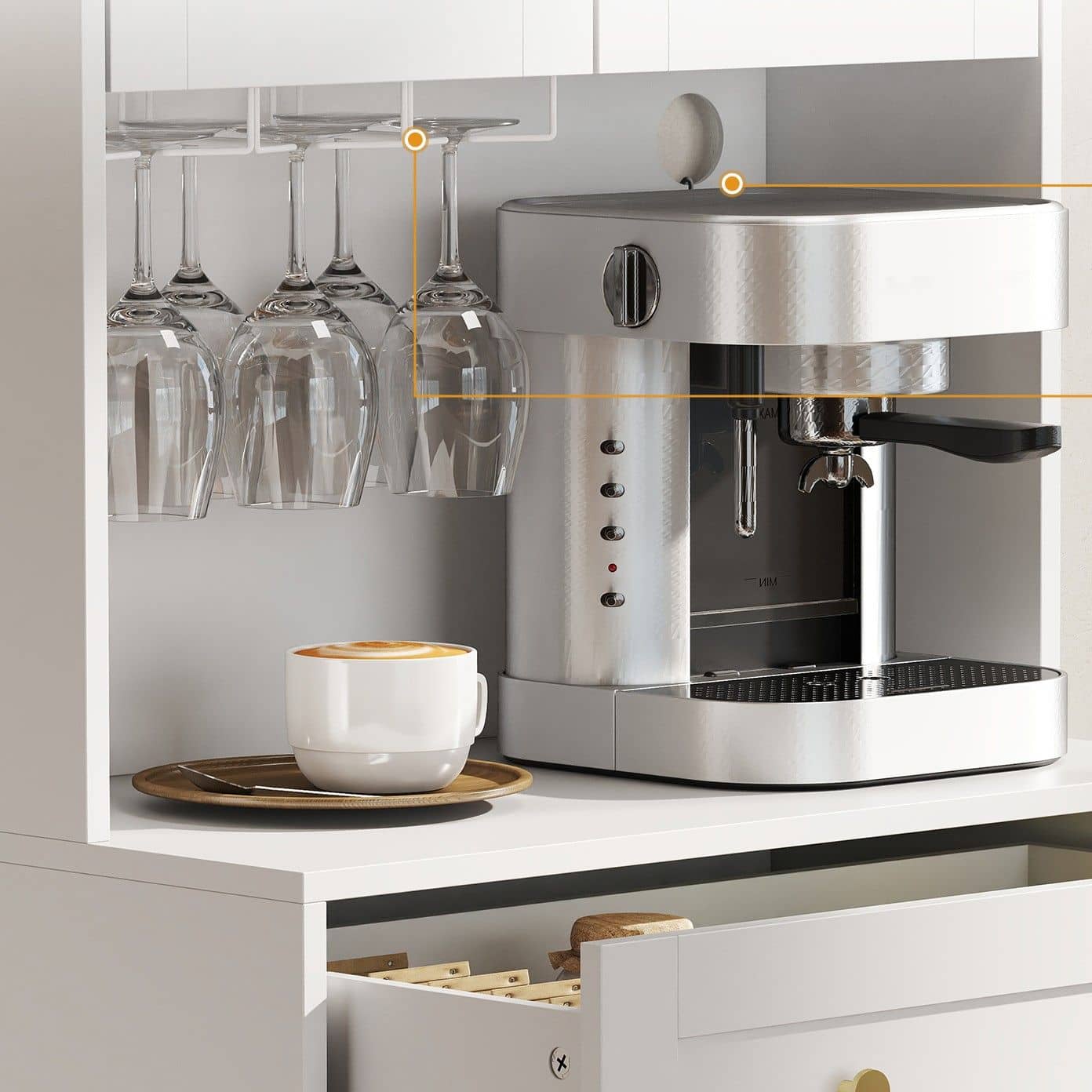 4goodz Voorraadkast met wijnglashouder 170 cm - MDF - Wit