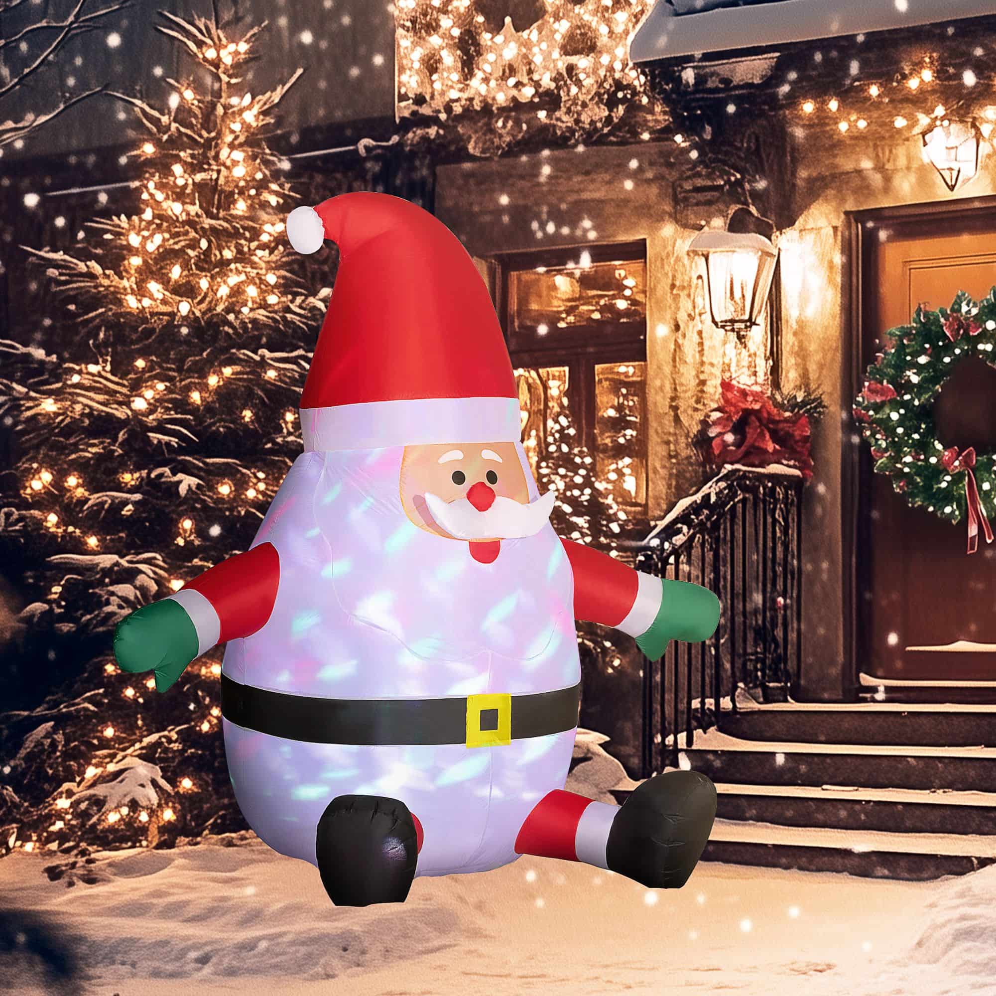 4goodz Opblaasbare Kerstman 180 cm met Draaiende Discobal verlichting
