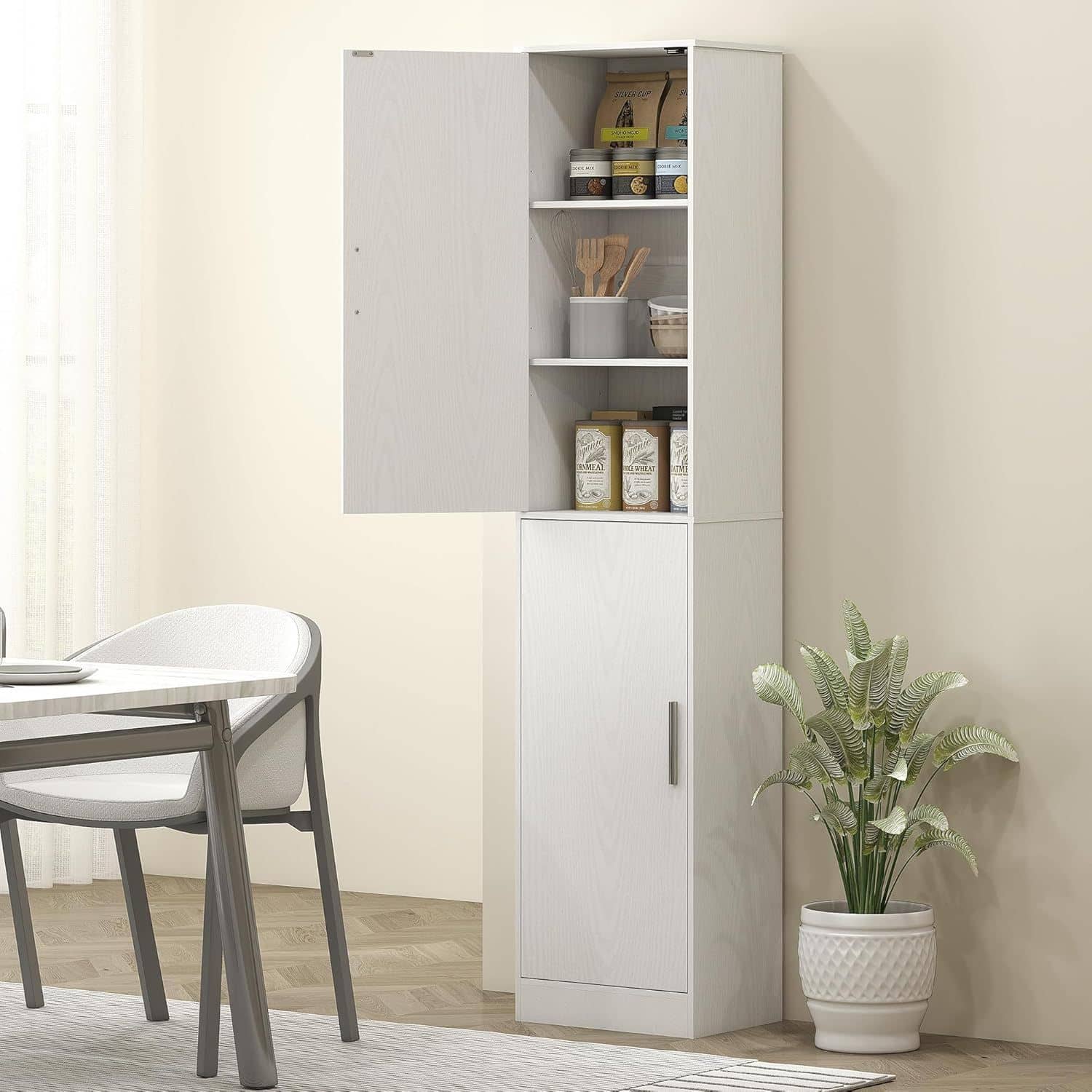 4goodz Badkamerkast 180 cm - ruime Kolomkast met 2 deuren - Wit