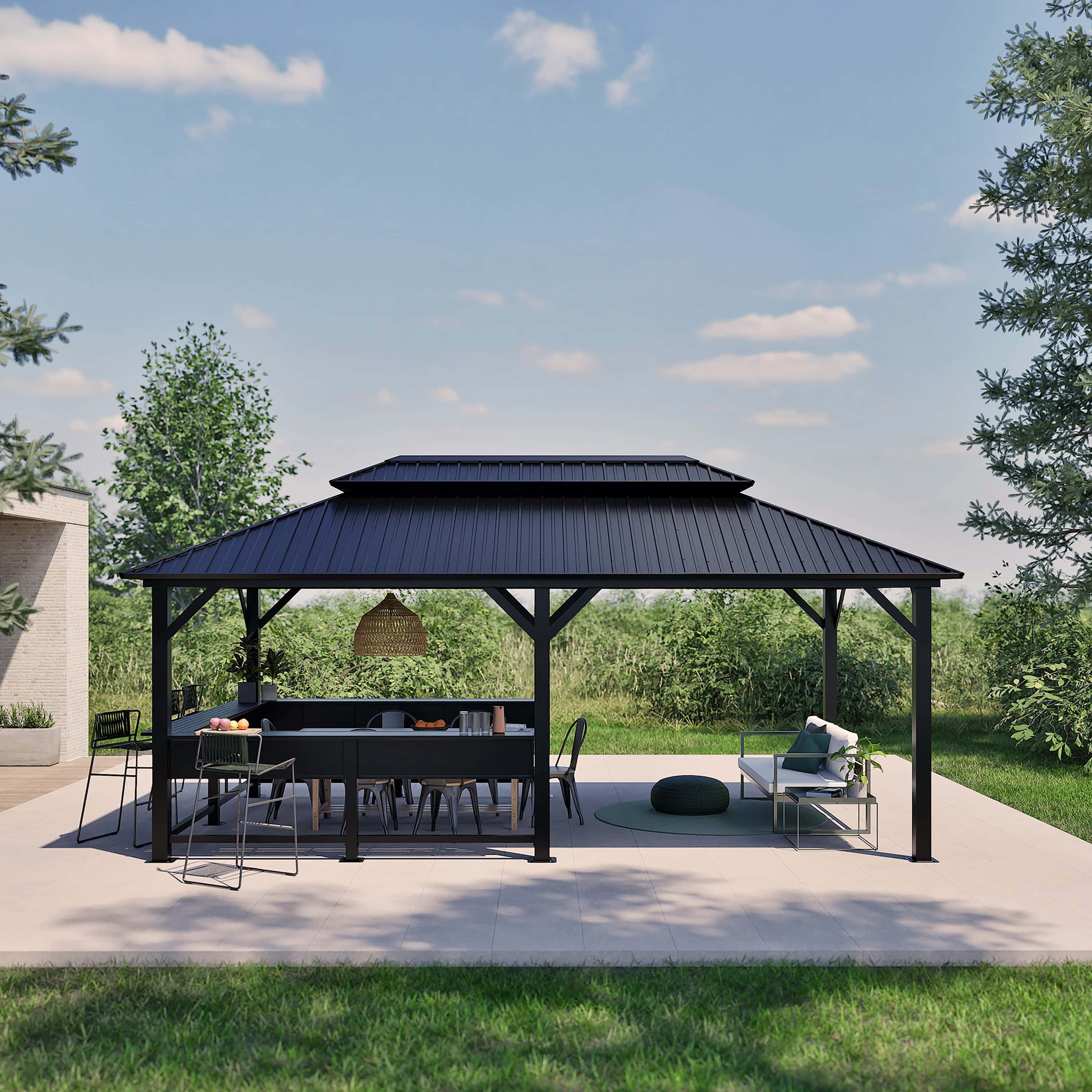 Sojag Bondi 1220 Metalen Paviljoen met Vast dak - 3,5 x 6 m - Zwart Sojag Bondi 1220 Metalen Paviljoen met Vast dak - 3,5 x 6 m - Zwart
