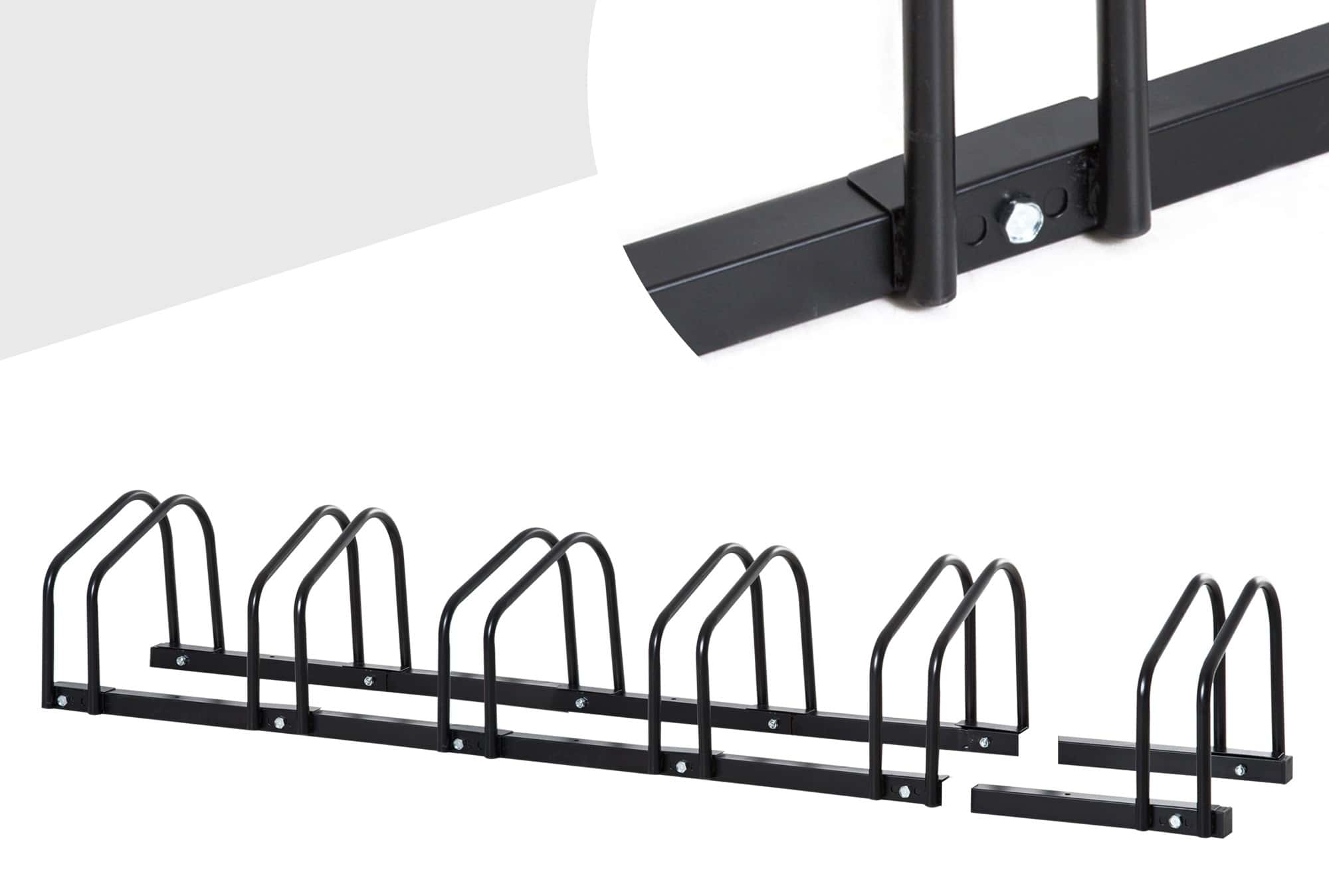 Fietsenrek voor 6 Fietsen Staal - Wand of Vloermontage 33x179x27 cm - Zwart