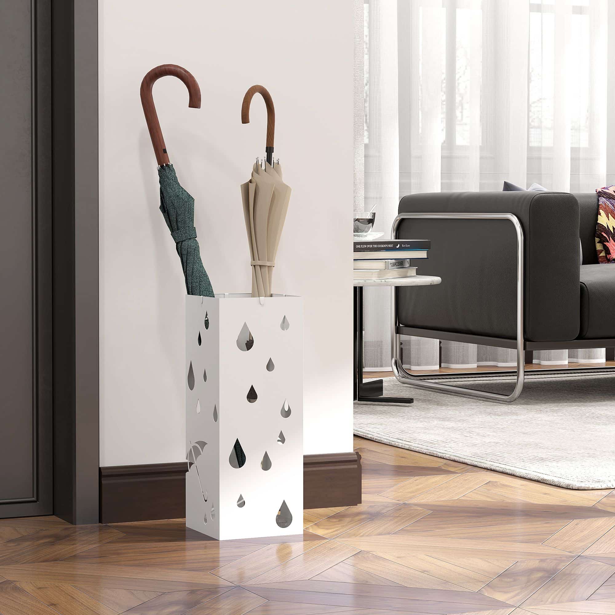 4goodz Paraplustandaard Staal - 4 Haken - Wateropvangbak - Staal - Wit