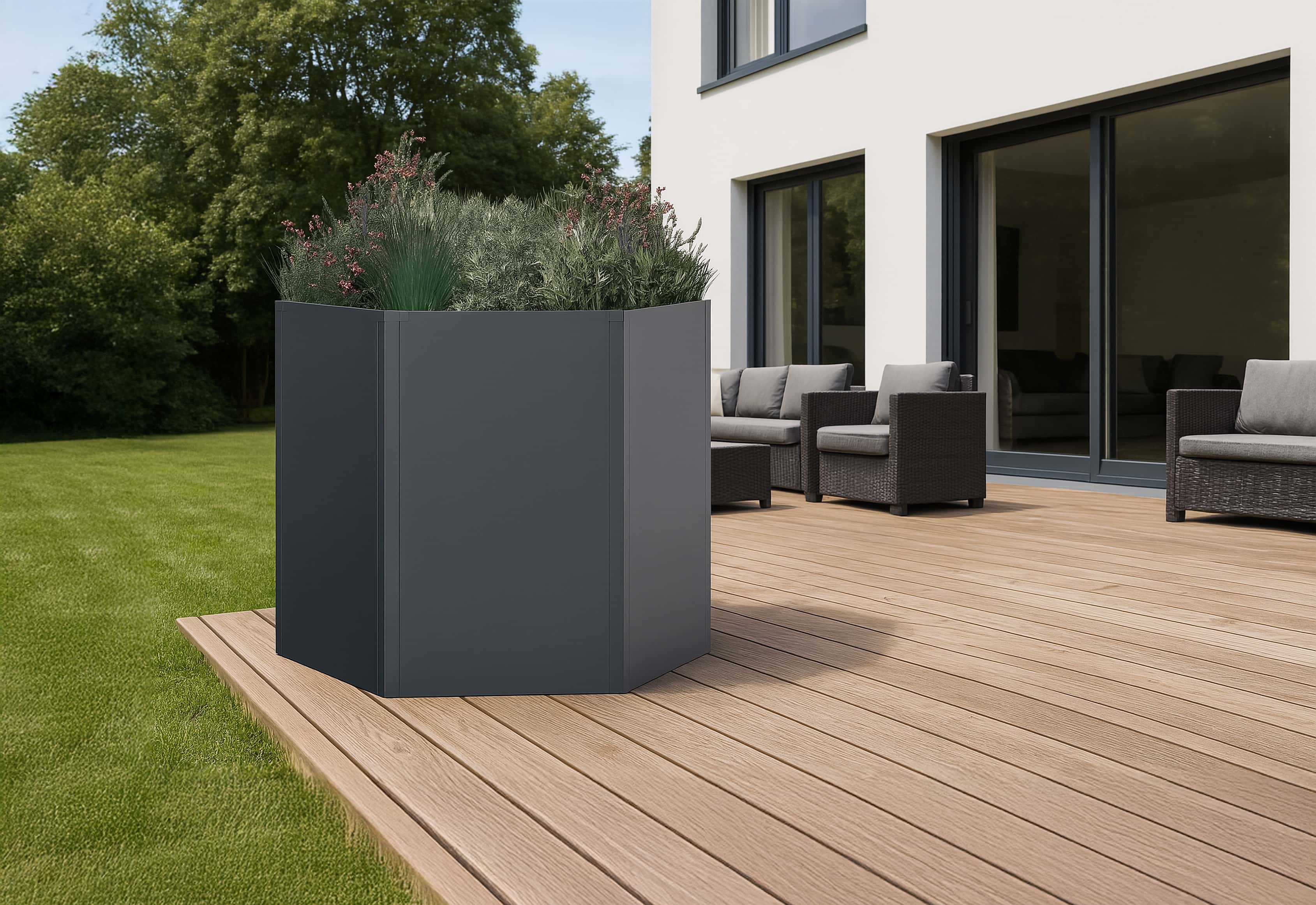 Westmann Varia - Verhoogde Plantenbak Zeshoekig Metaal 100x52 cm - Antraciet