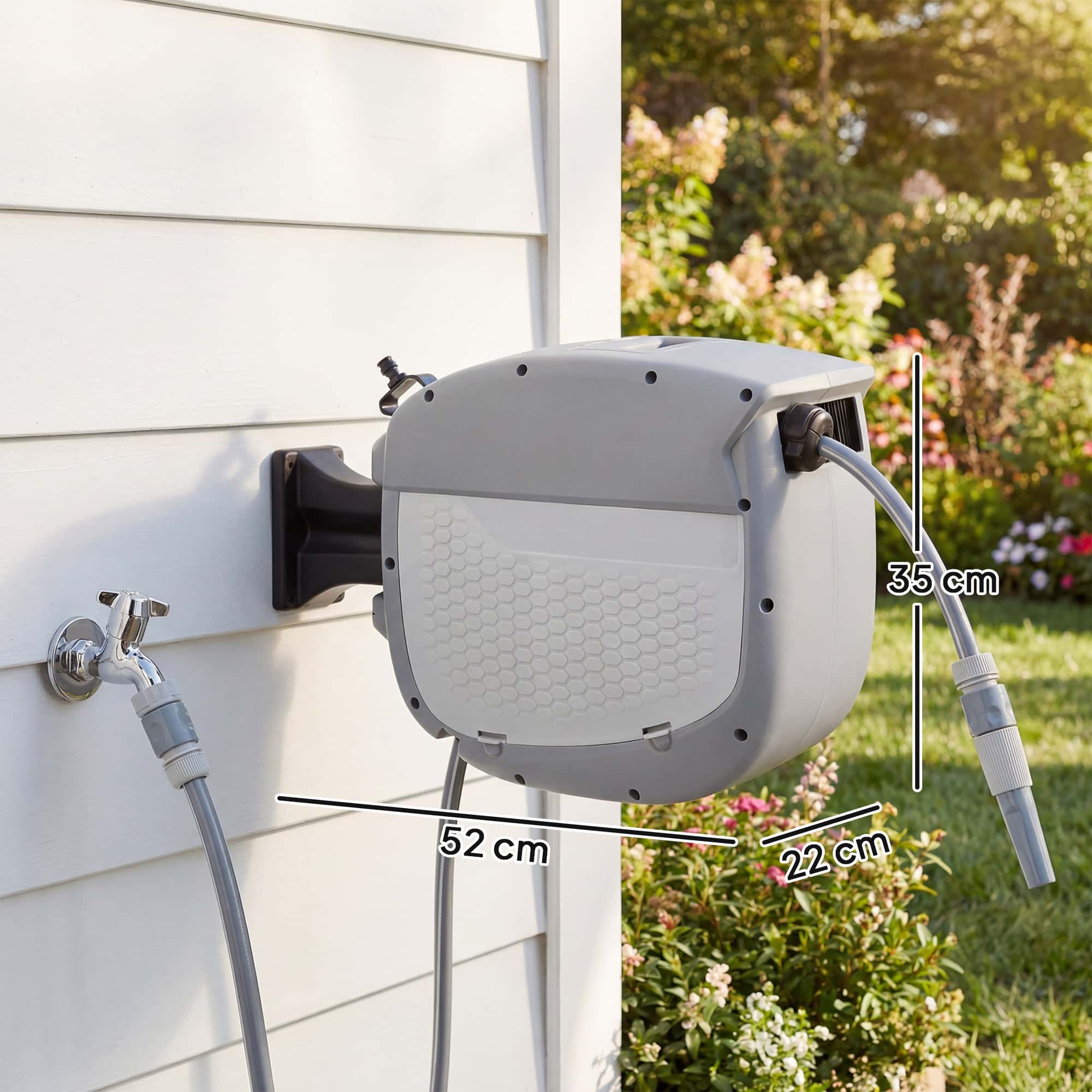 4goodz Wandbox Slanghaspel met tuinslang 20 m -180° draaibaar met automatische oprolfunctie 4goodz Wandbox Slanghaspel met tuinslang 20 m -180° draaibaar met automatische oprolfunctie