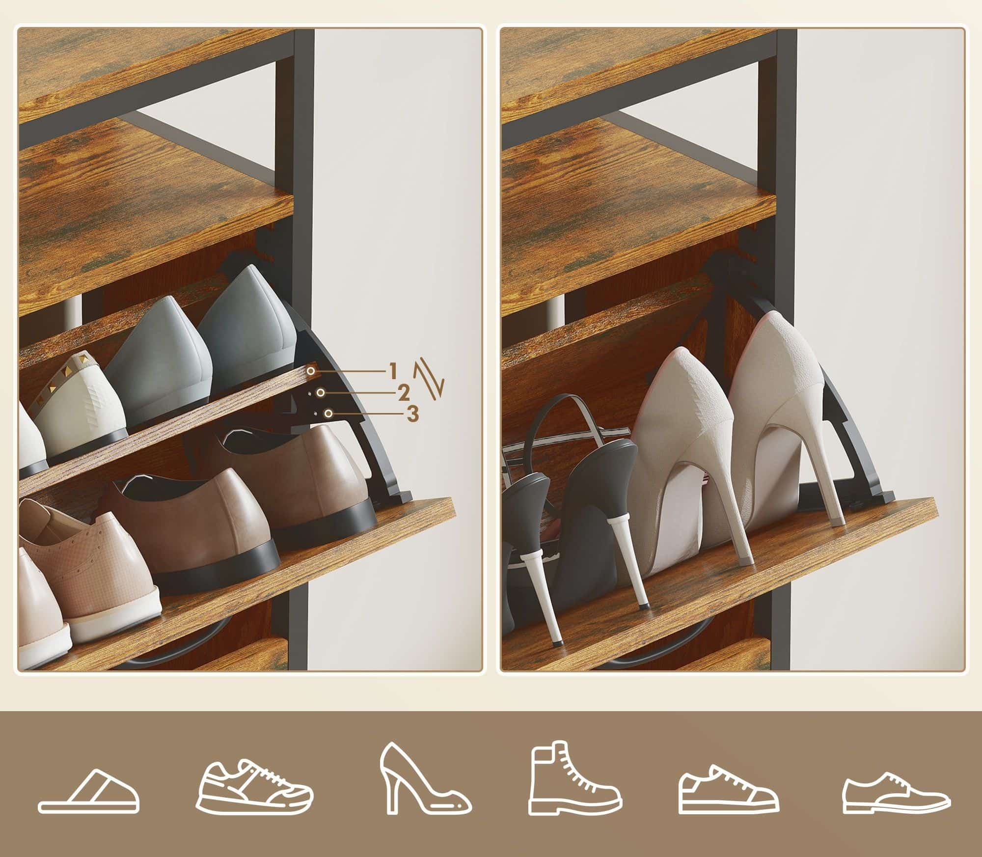 Homcom Schoenenkast met 4 klapladen voor 12-20 paar schoenen