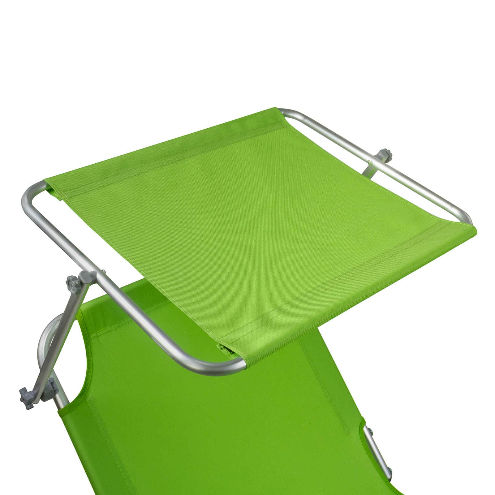 Comfortabel Aluminium Ligbed met Zonnendak 190x57 cm - Limegroen