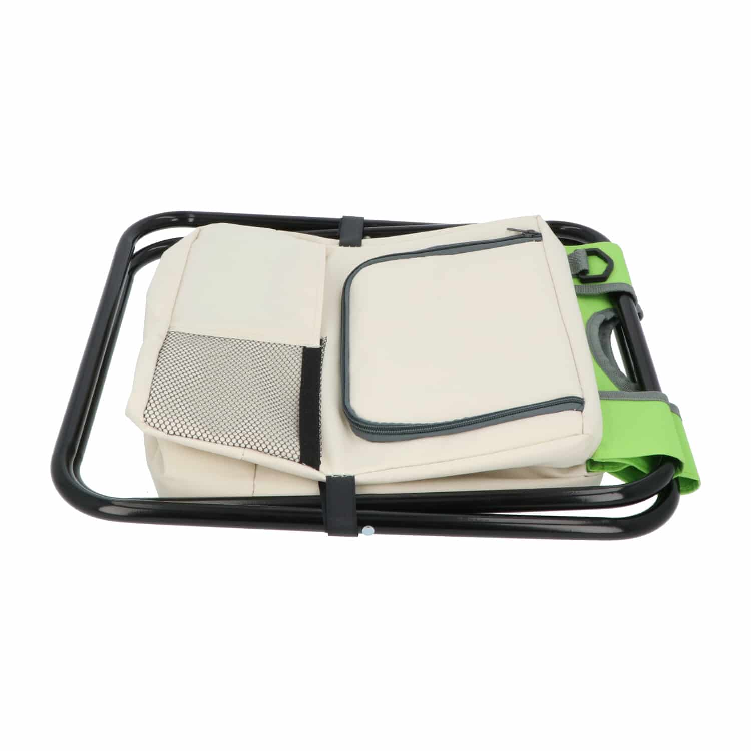 hanSe® Kampeerkruk met koeltas Groen/Beige - 42x28x36 cm - Visstoel