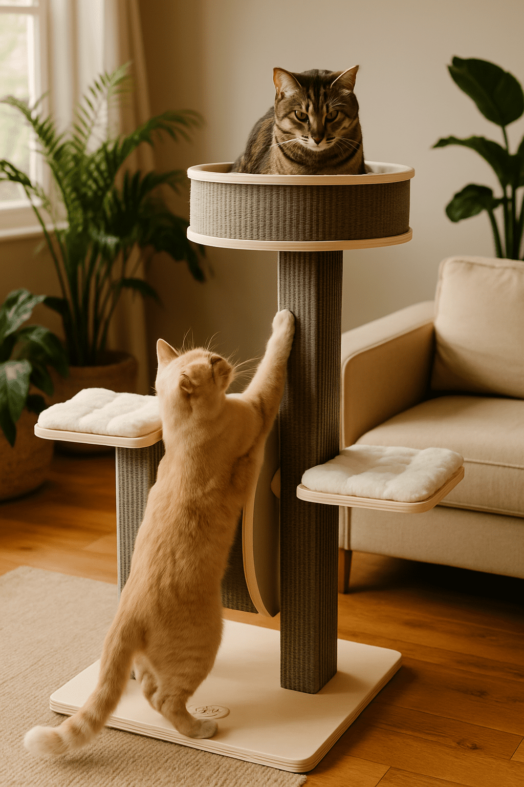 4animalz® Stabiele Krabpaal met katten Loopwiel - 106 cm hoog
