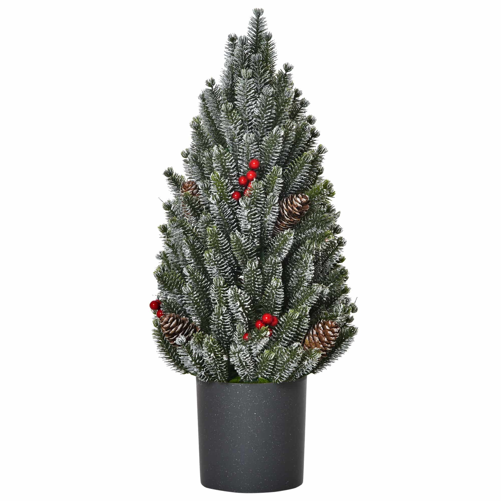4goodz Mini Kerstboom in Pot met Dennenappels en Rode Bessen 50 cm