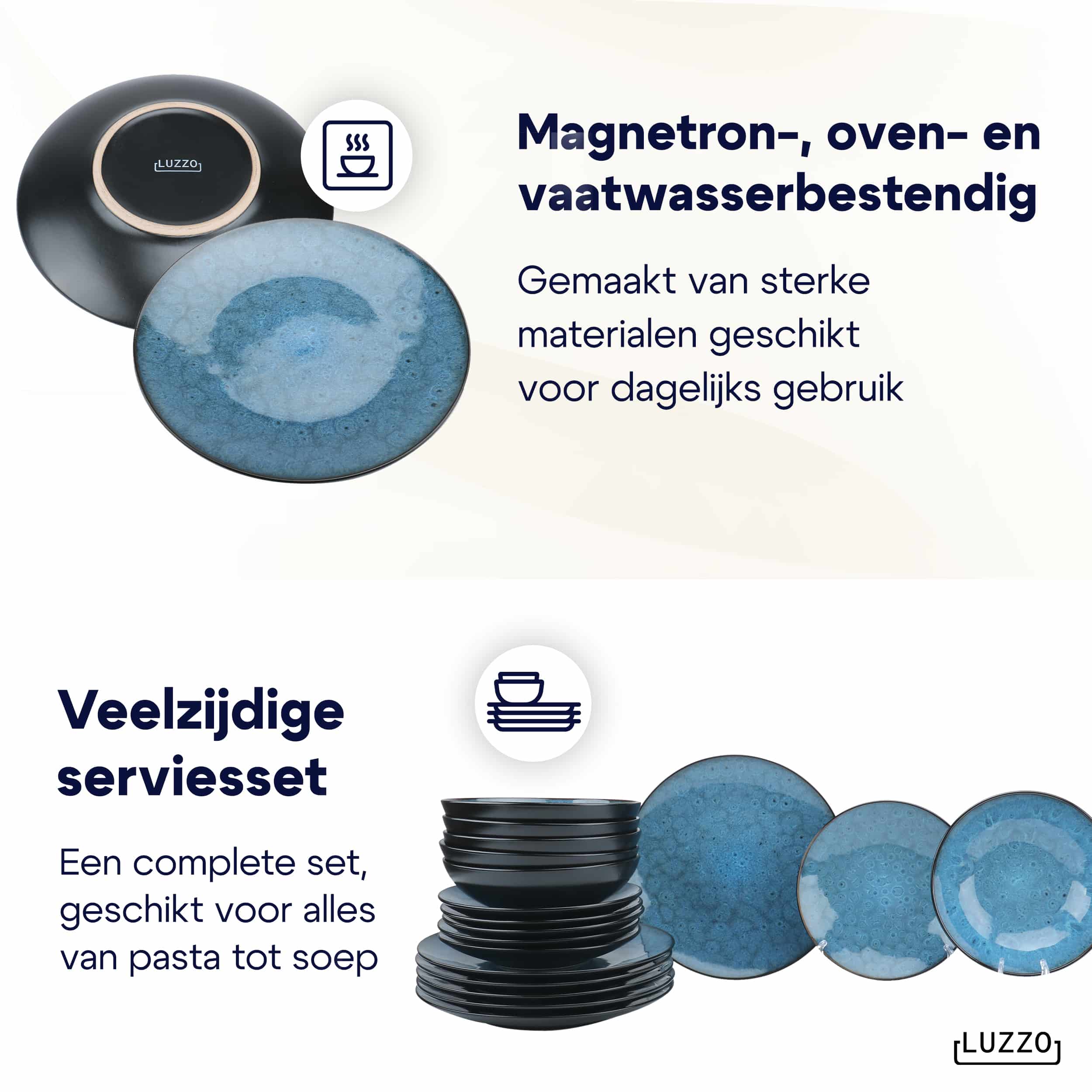 Luzzo® Oland Serviesset 6 persoons 18 delig - Blauw