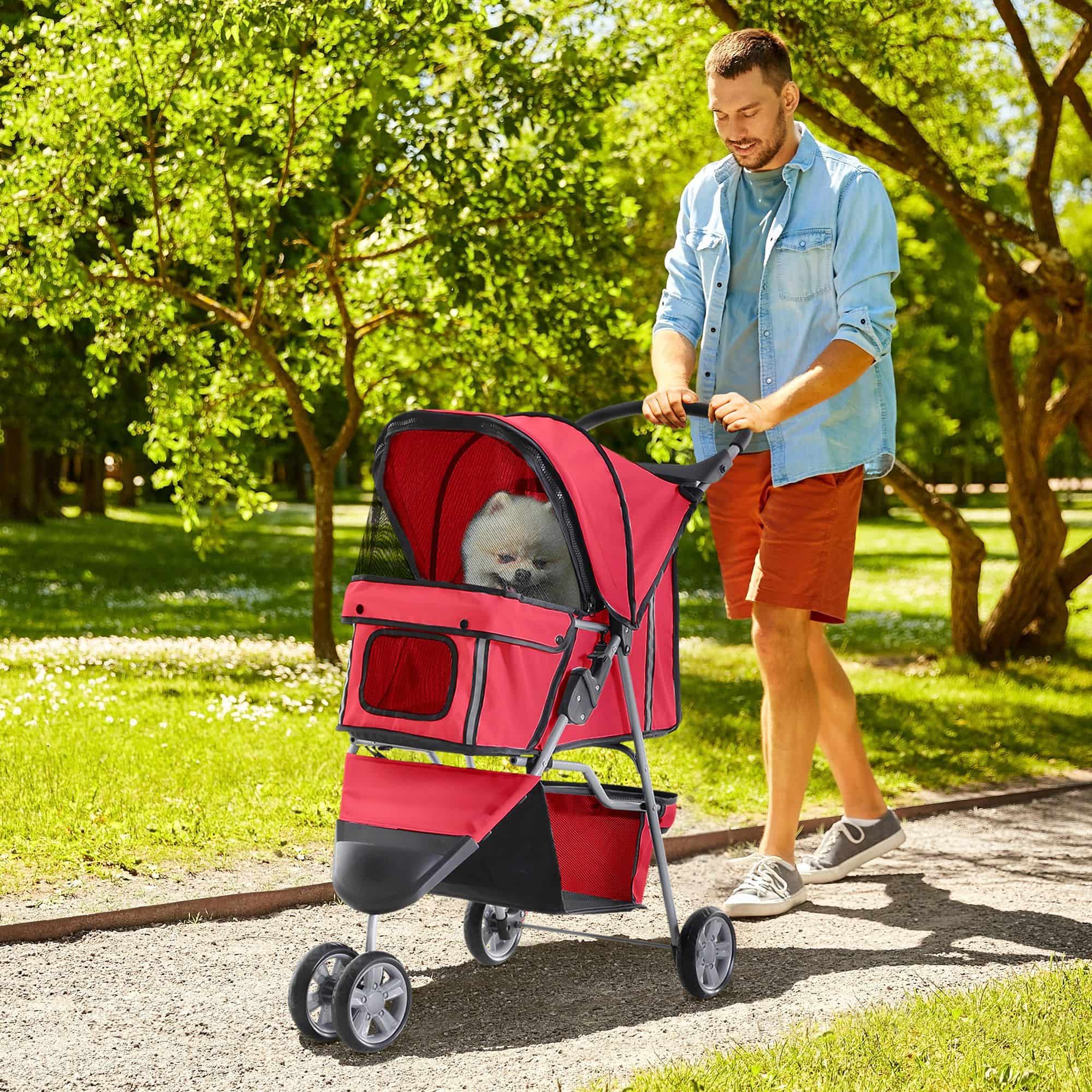 4goodz Luxe Hondenkar Hondenbuggy met Verstelbare Stuurhoogte - Rood 4goodz Luxe Hondenkar Hondenbuggy met Verstelbare Stuurhoogte - Rood