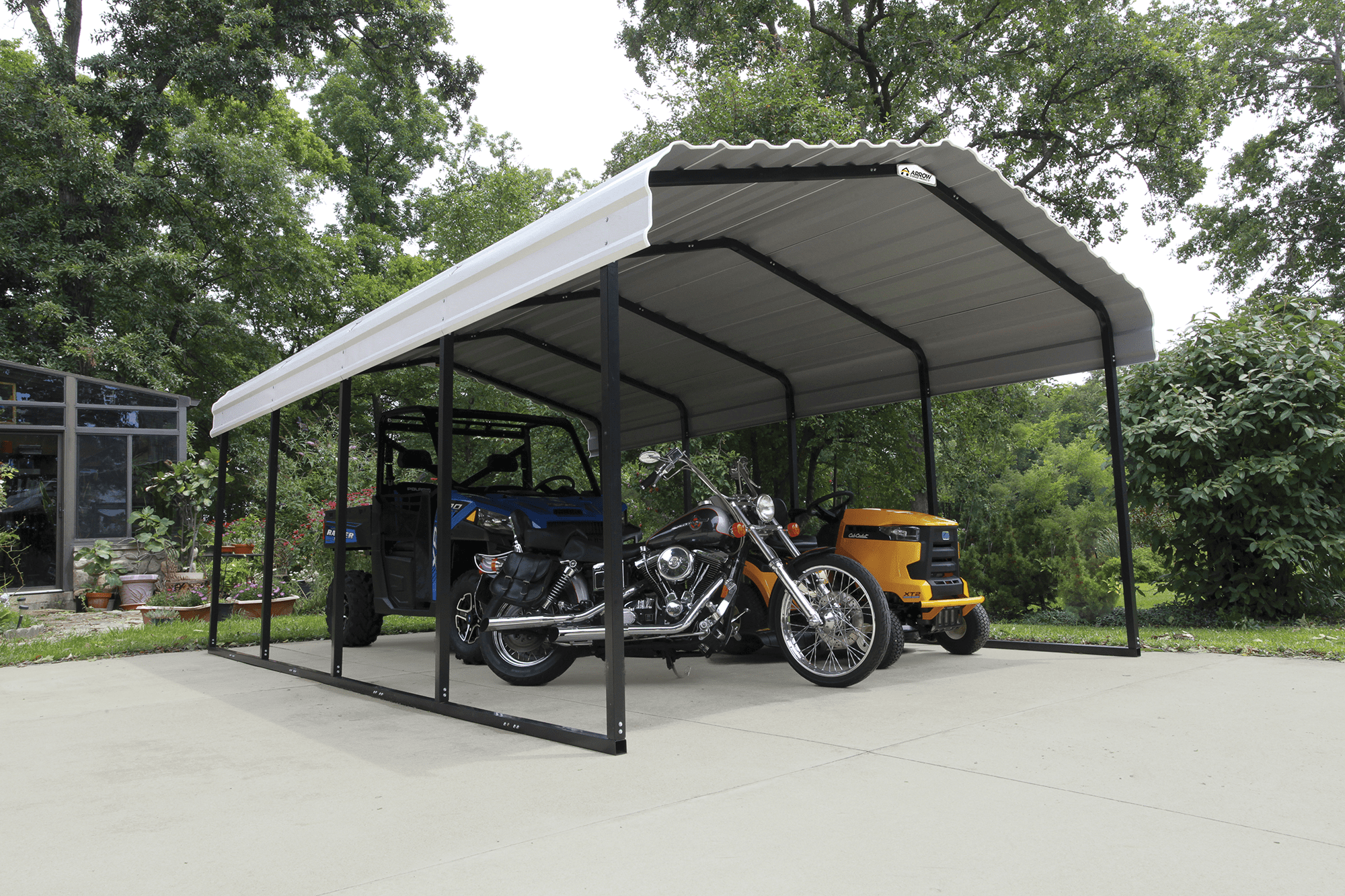 ShelterLogic Carport Napels - Overkapping Metaal - 600x370x260 cm - wit/zwart