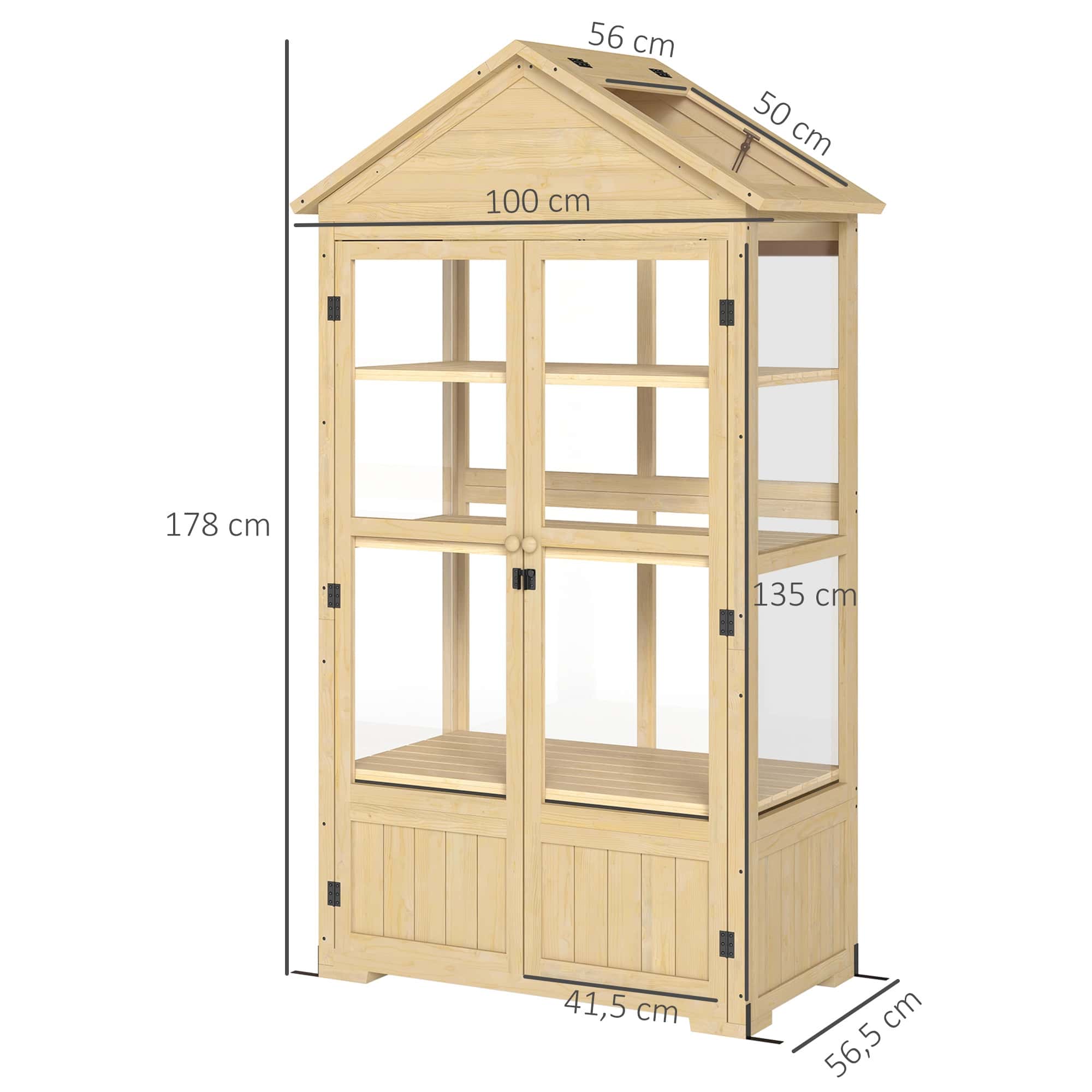 4goodz 4-Laags Kweekkas Tuinkas met Deuren en Ramen - Bruin