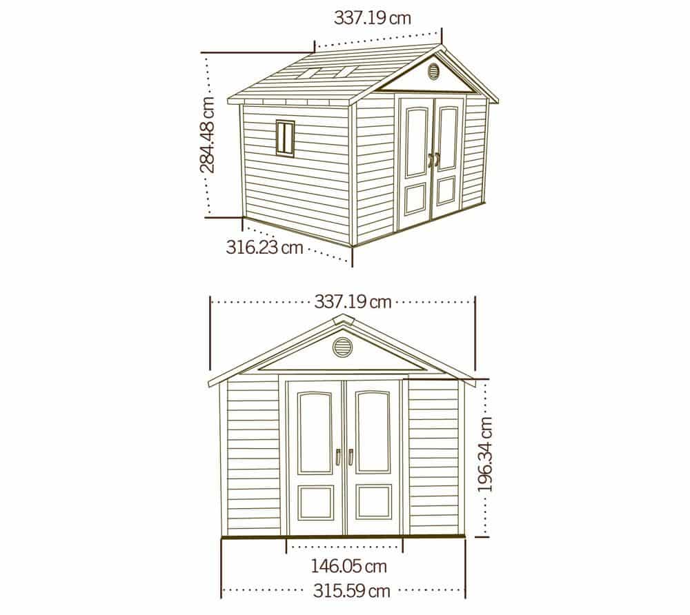 Lifetime® Kunststof gereedschapsschuur King Size - 337x337x285cm - Lichtgrijs