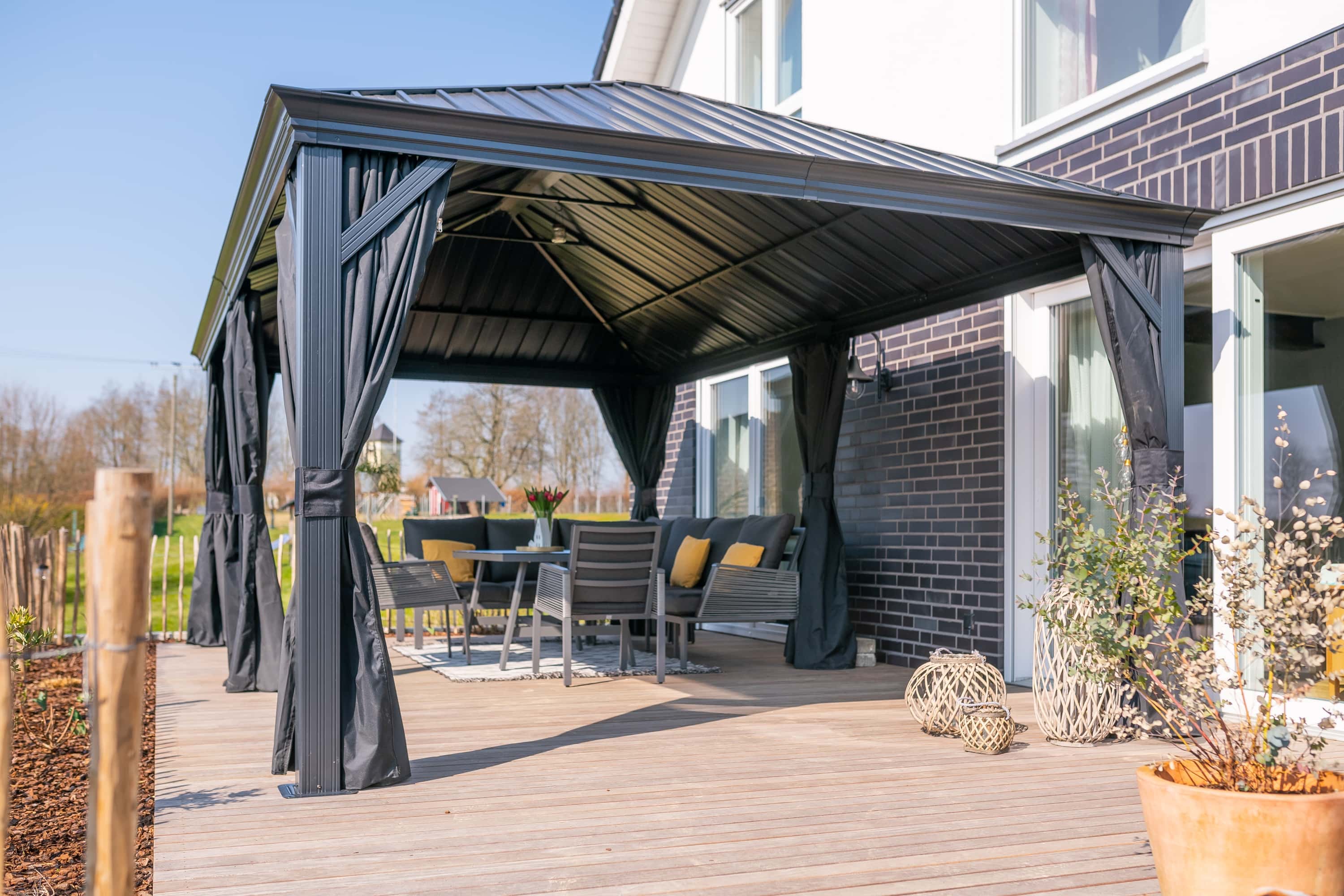 Sojag Marsala 1220 - Paviljoen met muggennet - 4x6 m - Antraciet