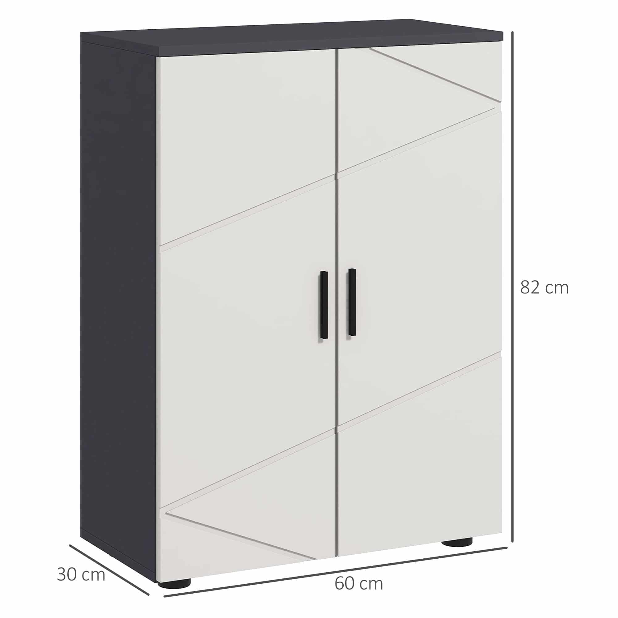 Badkamerkast halfhoog 2 deurskast 30x60x80 cm - Antracietgrijs / Wit