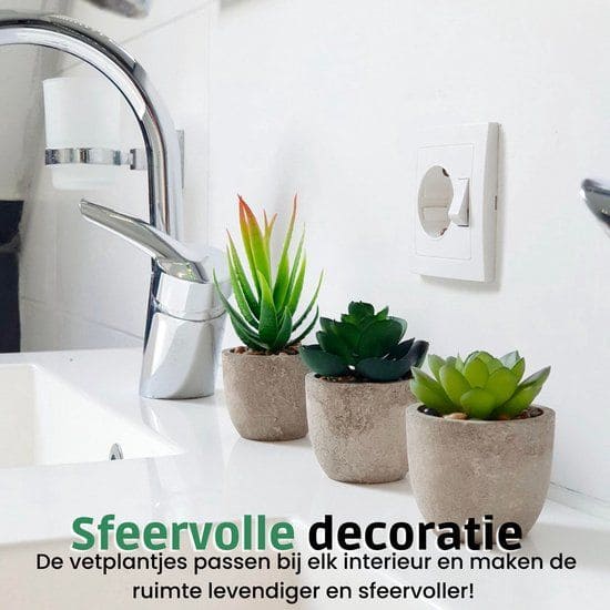 GreenDream Mini Kunstplanten - Vetplanten in Pot 6 stuks - Cadeautip